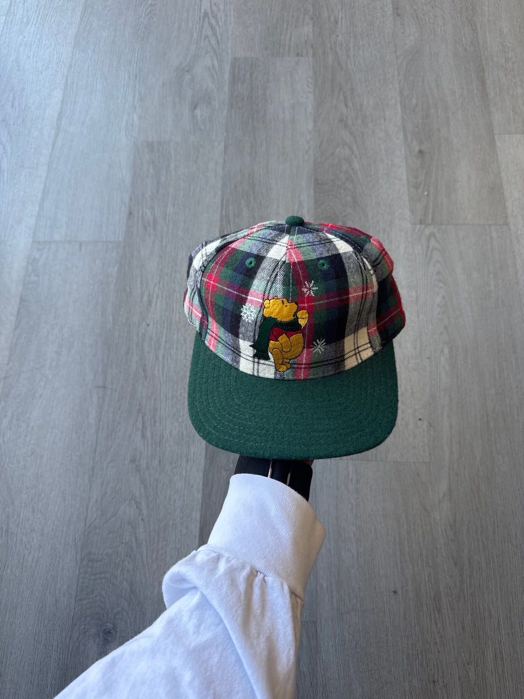 Vintage 90s Mickey Mouse Plaid Leather Strap-back Hat