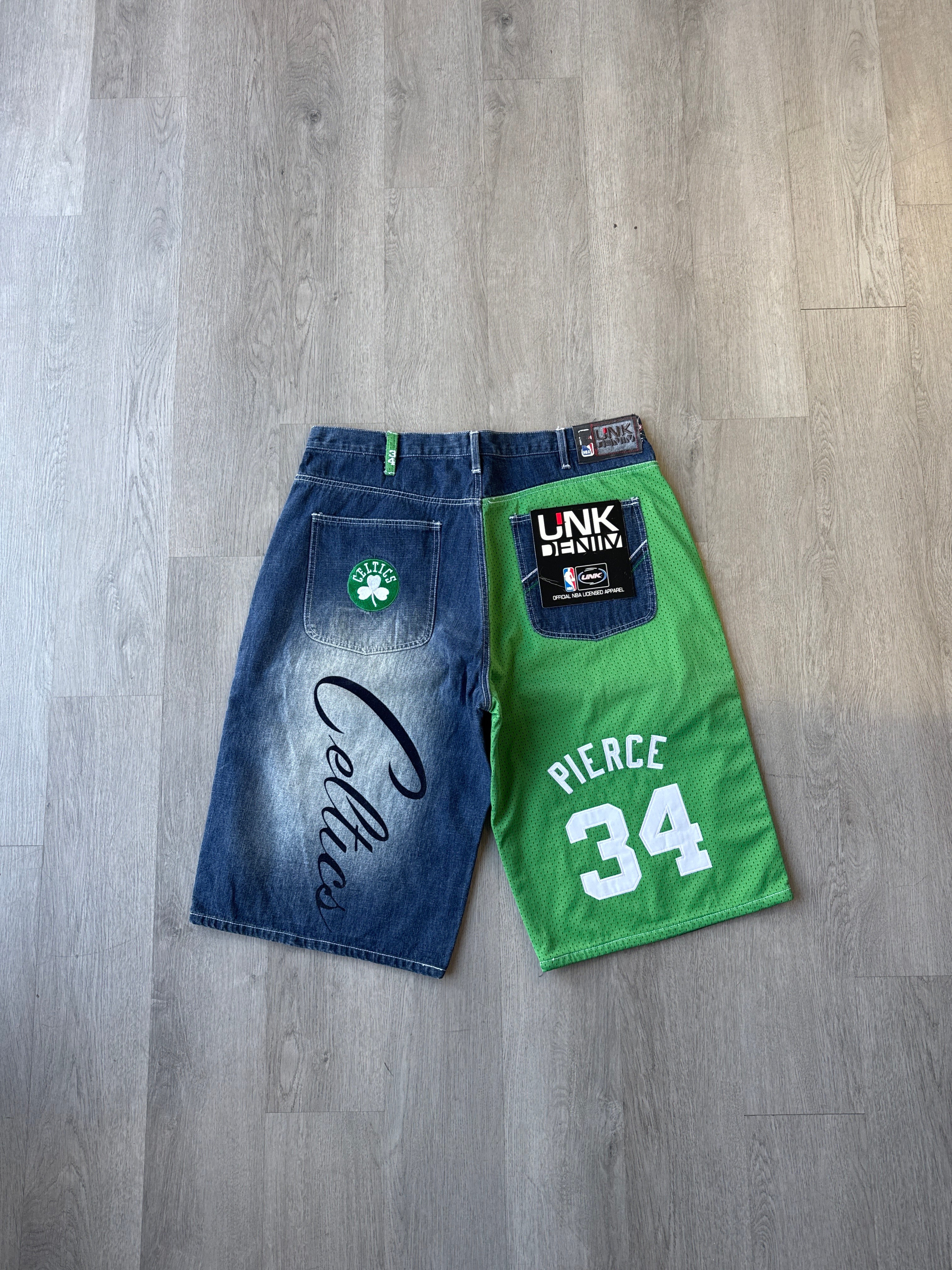 Y2K UNK Boston Celtics Paul Pierce Denim Shorts