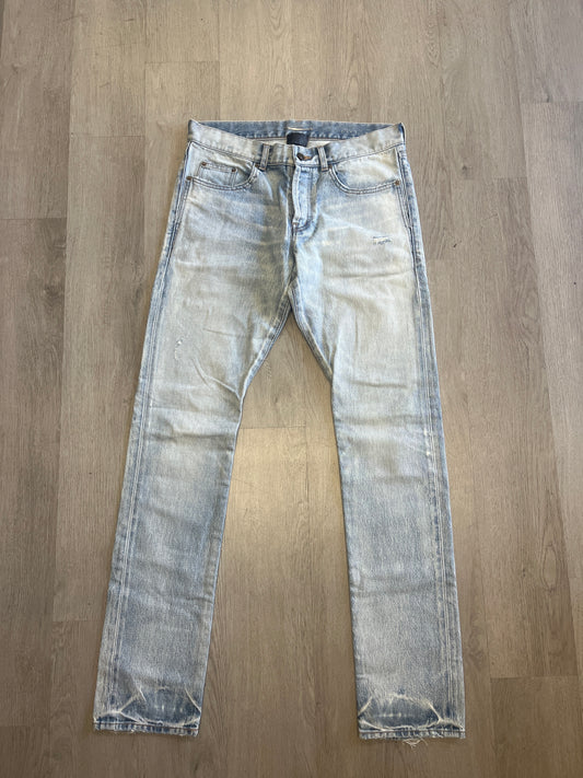 Saint Laurent Relaxed Straight-Leg Light Wash Jeans