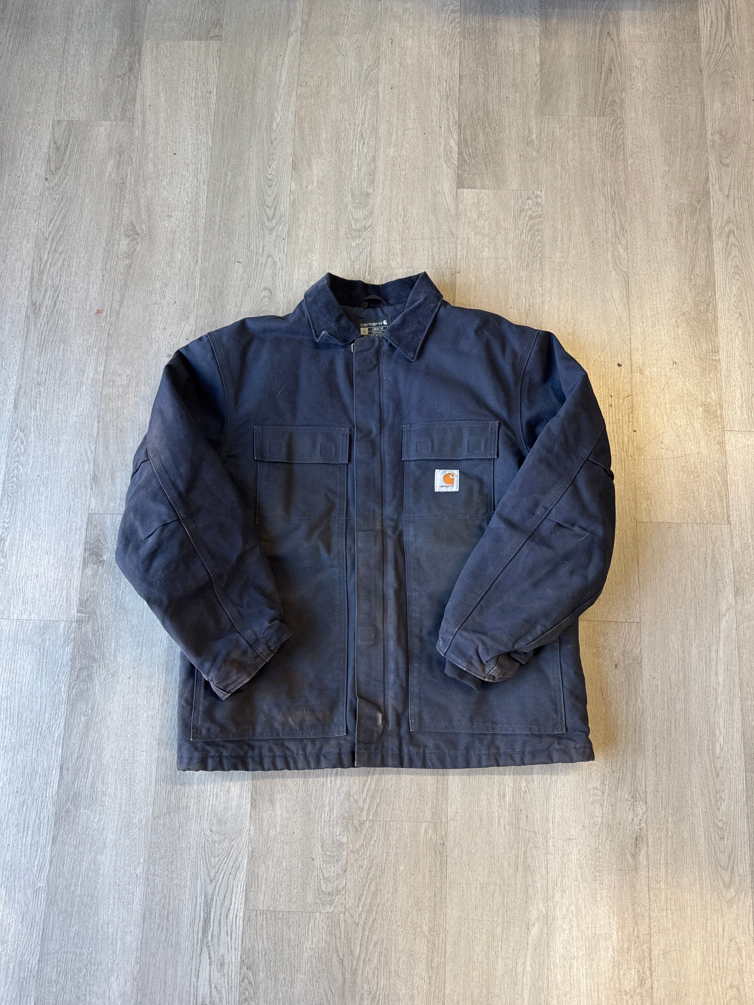 Vintage Carhartt Navy Barn Work Wear Chore Loose Fit Jacket