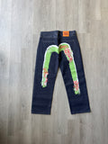 Evisu Embroidered Japanese Wave Art Salvage Denim Jeans