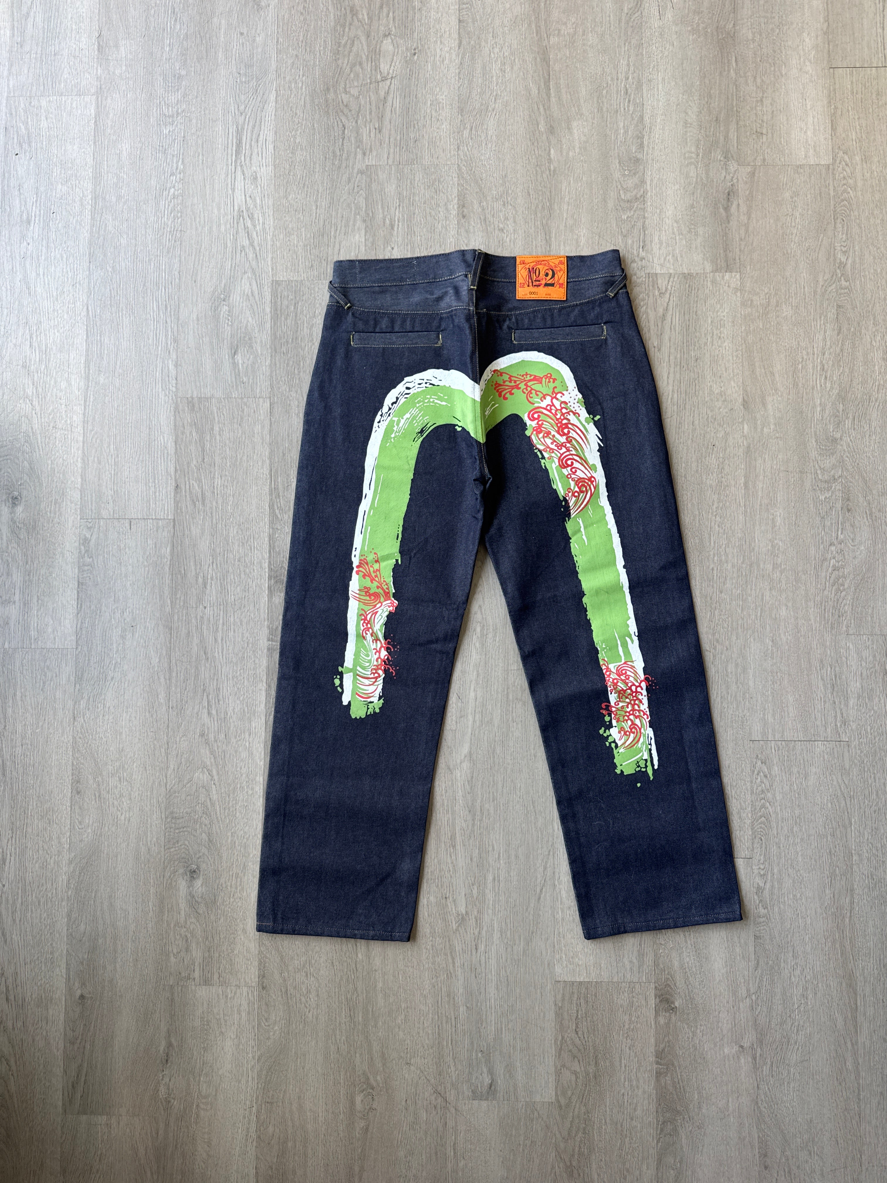 Evisu Embroidered Japanese Wave Art Salvage Denim Jeans