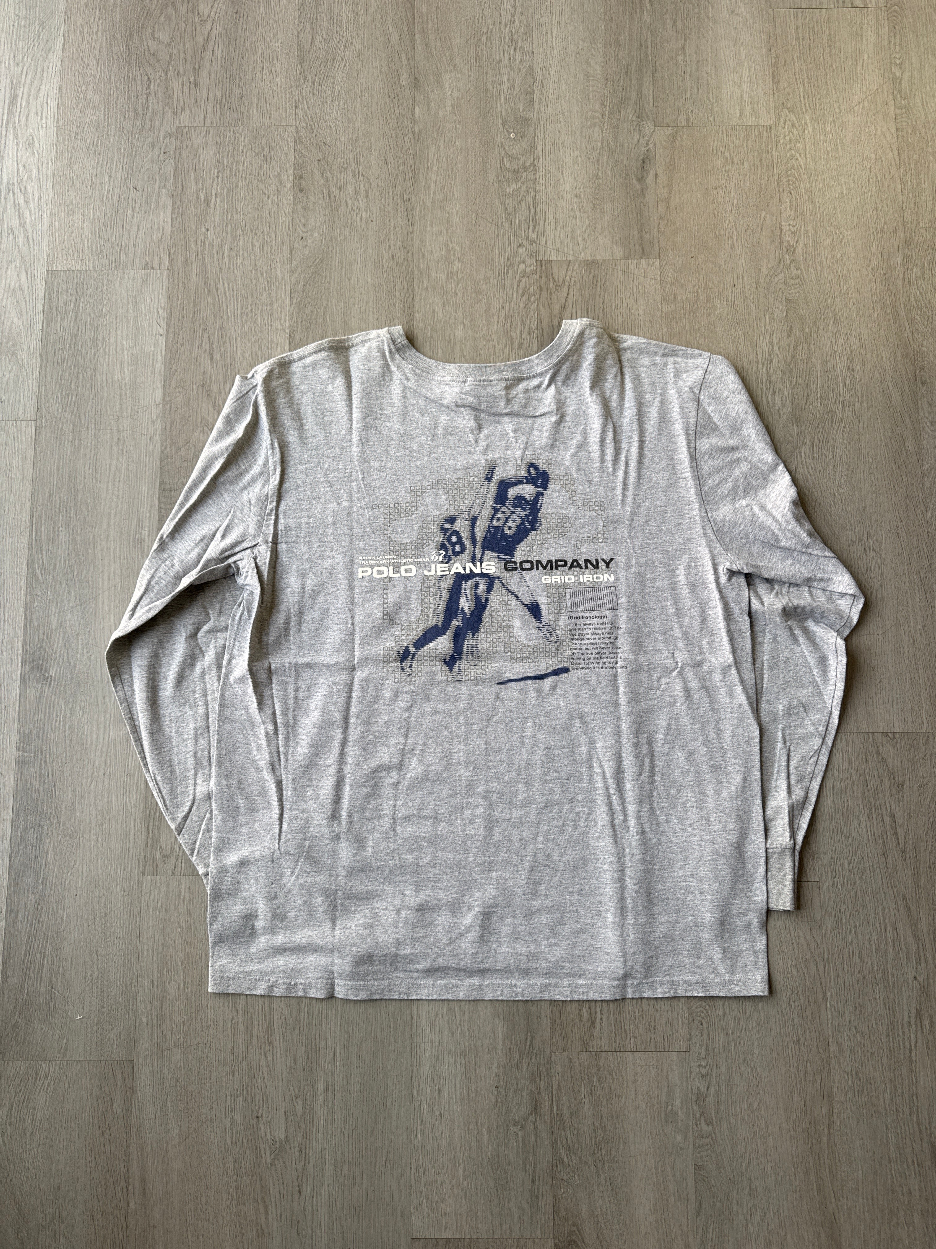 Vintage Ralph Lauren Polo Jeans Co. Grid Iron Ironology Long Sleeve Tee