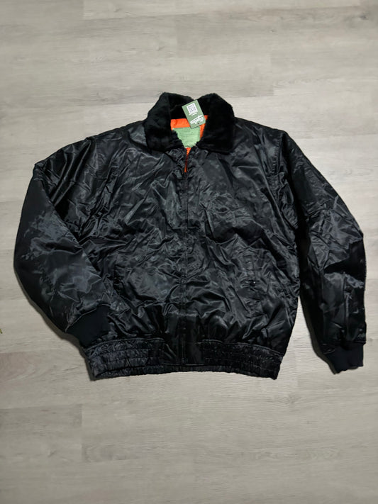 Black Reflective Bomber Jacket
