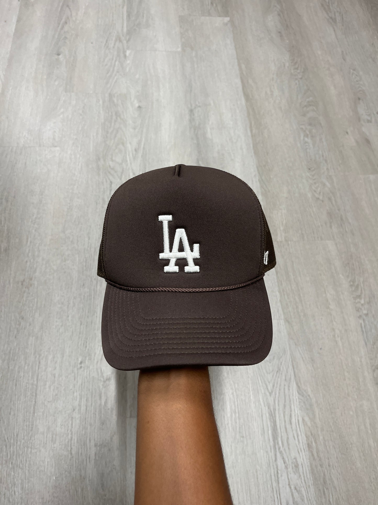 Brown LA Trucker Snapback Hat