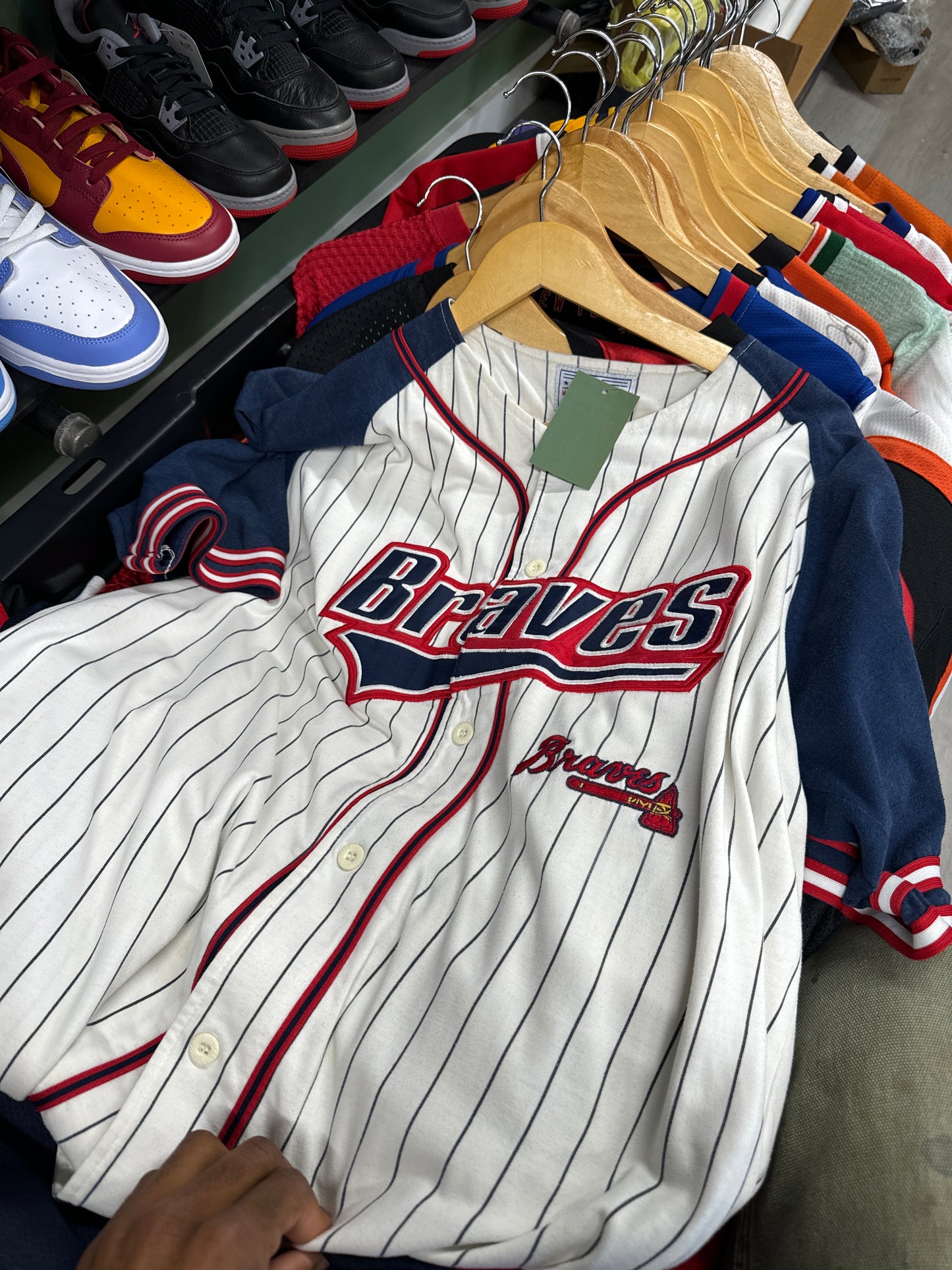 Vintage Starter Striped Atlanta Braves Baseball Jersey