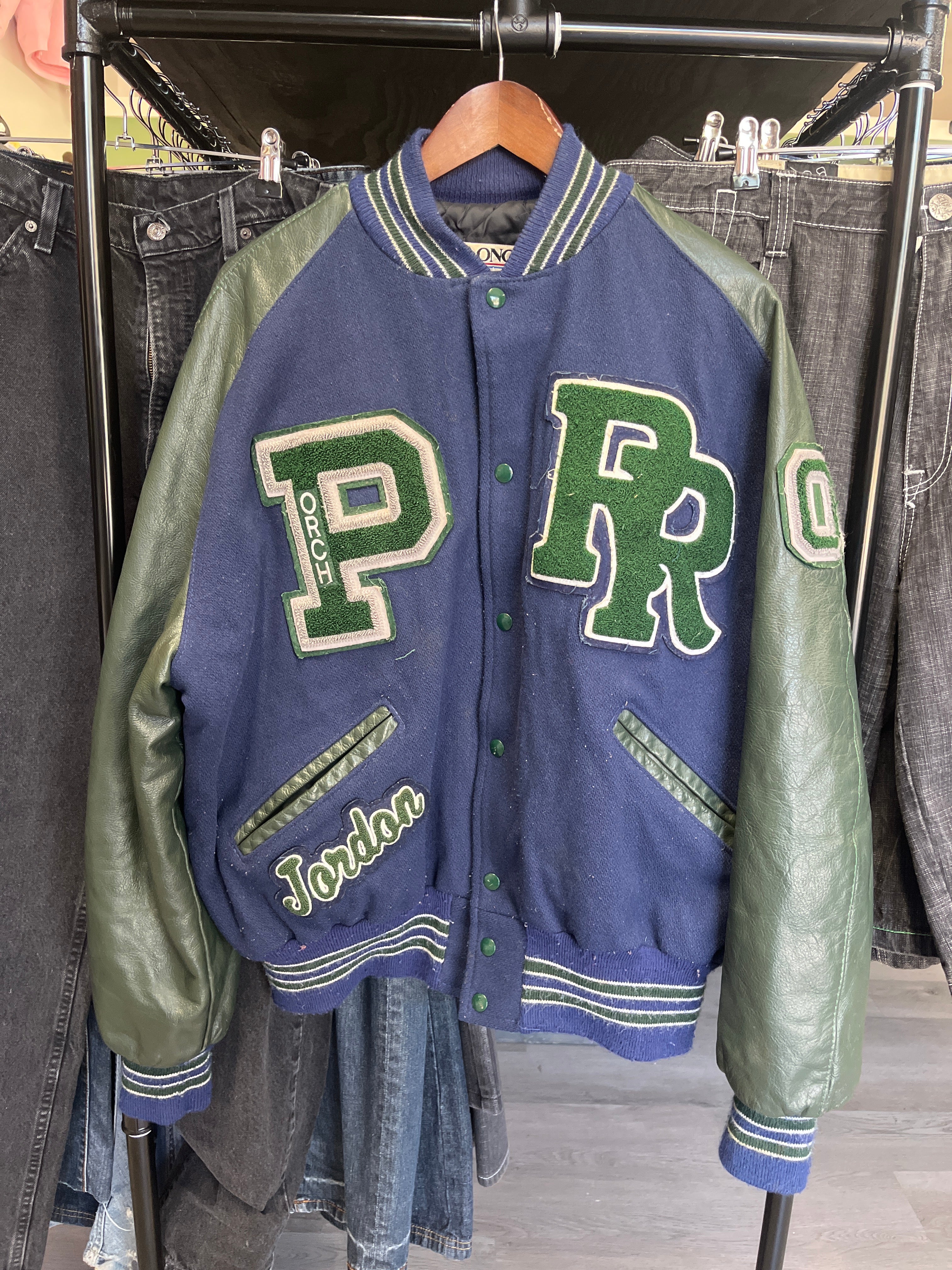 Vintage Navy/Green Varsity Jacket