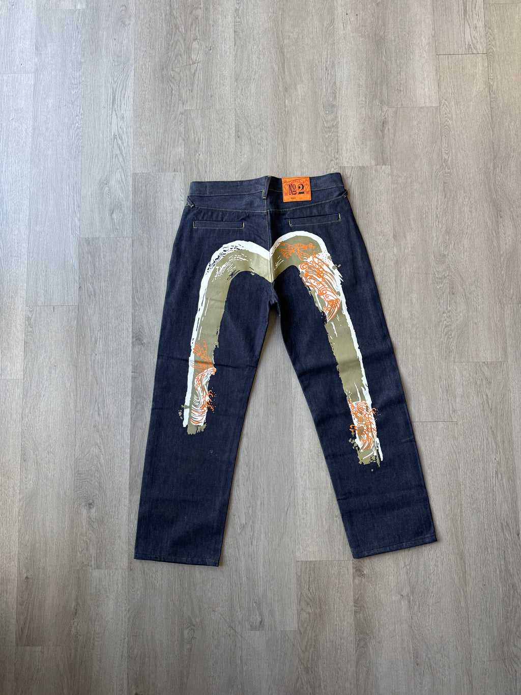 Evisu Embroidered Japanese Wave Art Salvage Denim Jeans