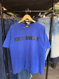 Vintage Blue Harley Davidson Logo Tee