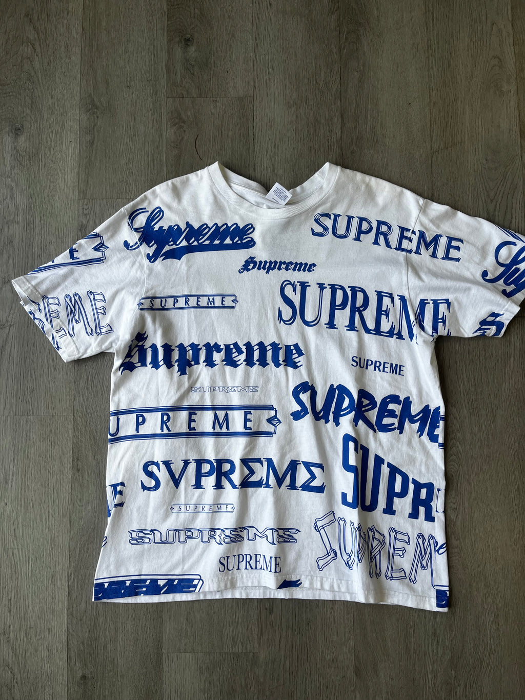 Supreme Multi Logo Tee in White/Blue