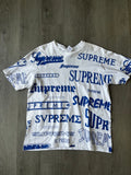 Supreme Multi Logo Tee in White/Blue
