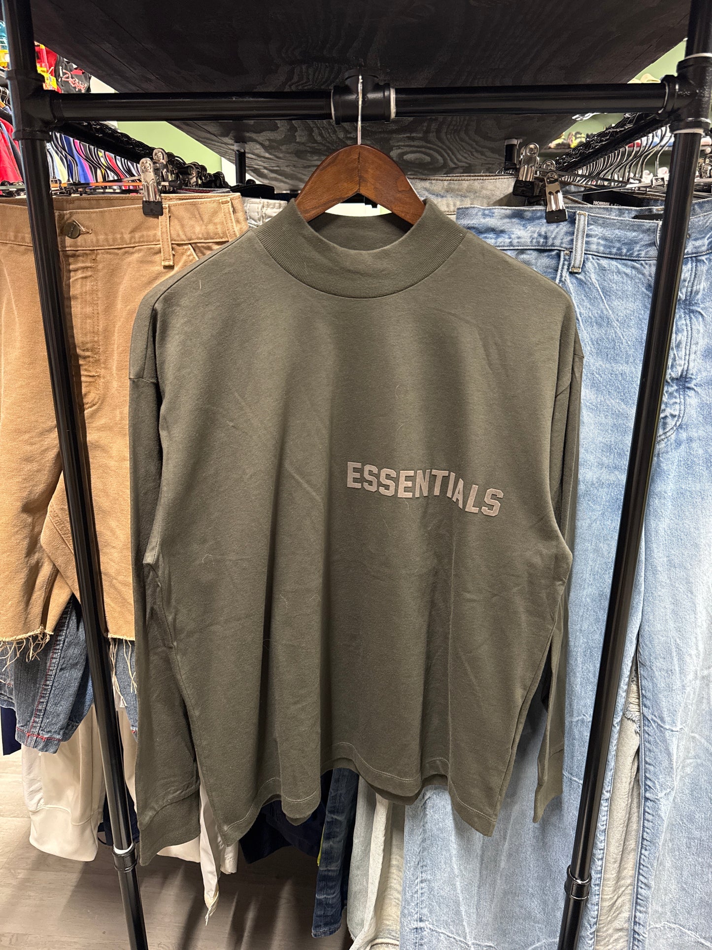 Fear Of God Essentials Long Sleeve Off Black Tee