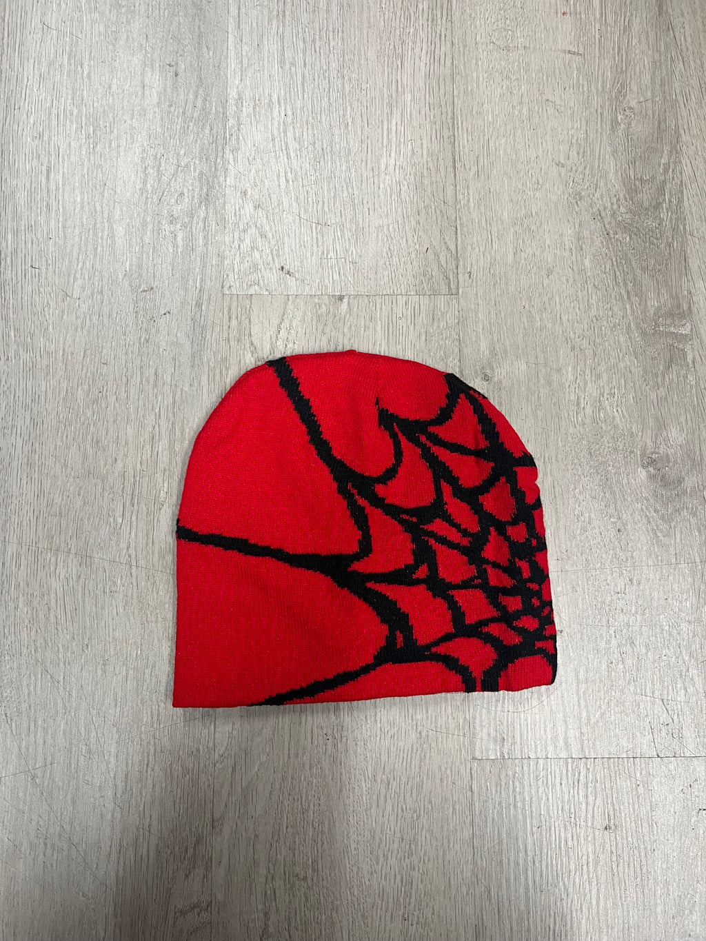 Red w/ Black #2 Y2K Style Spider Web Beanie
