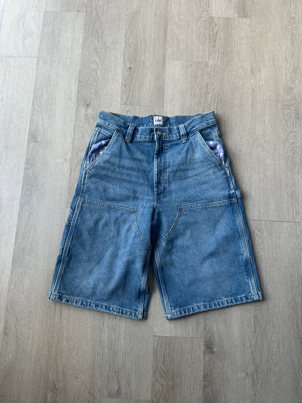 Lee Brand Indigo Wash Double Knee Jean Shorts Jorts