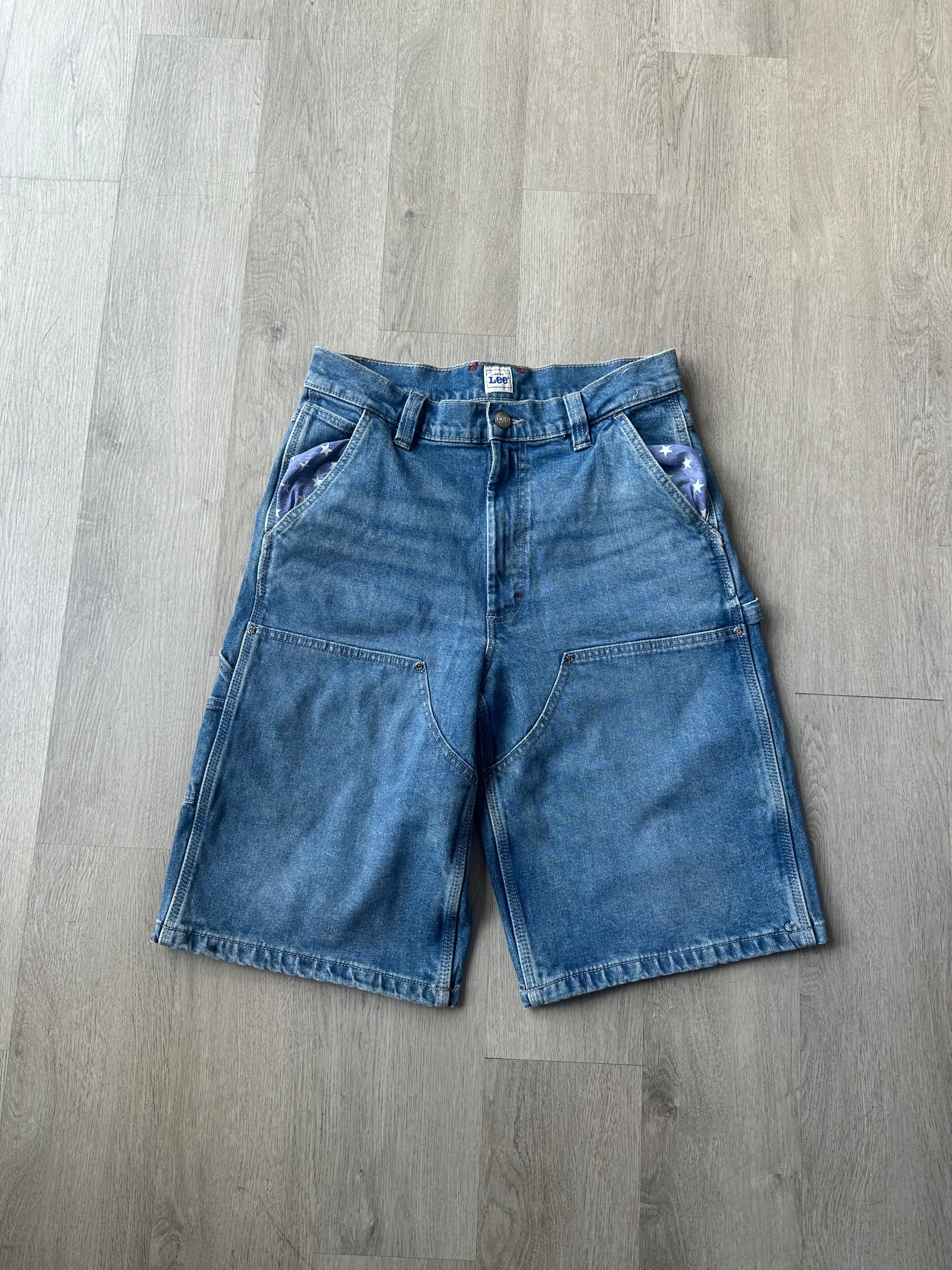 Lee Brand Indigo Wash Double Knee Jean Shorts Jorts