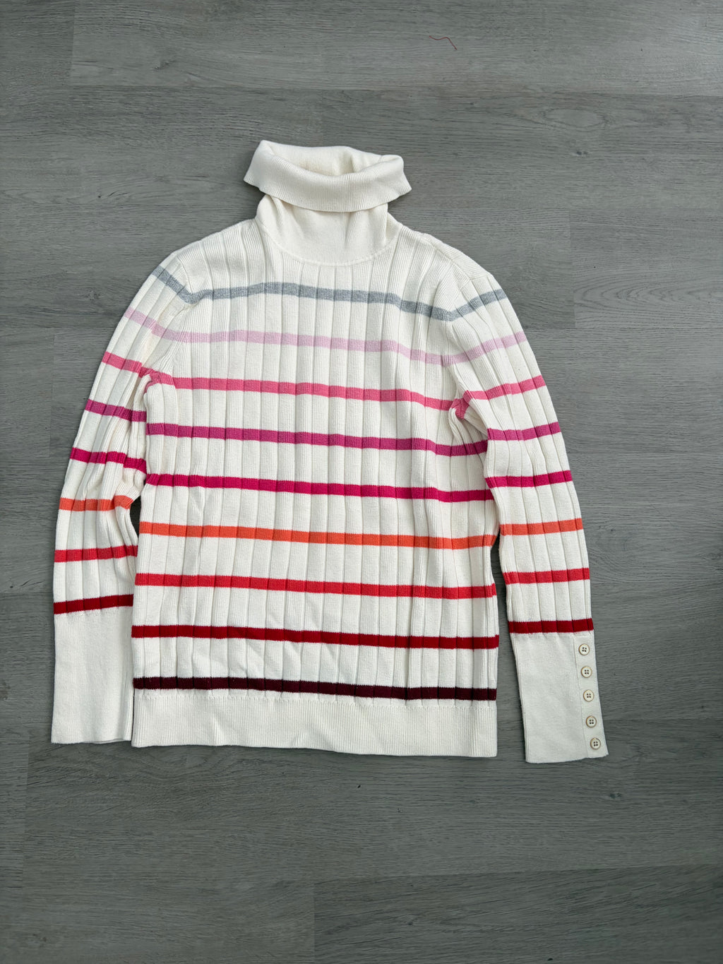 Women’s Talbots White Striped Turtleneck Sweater