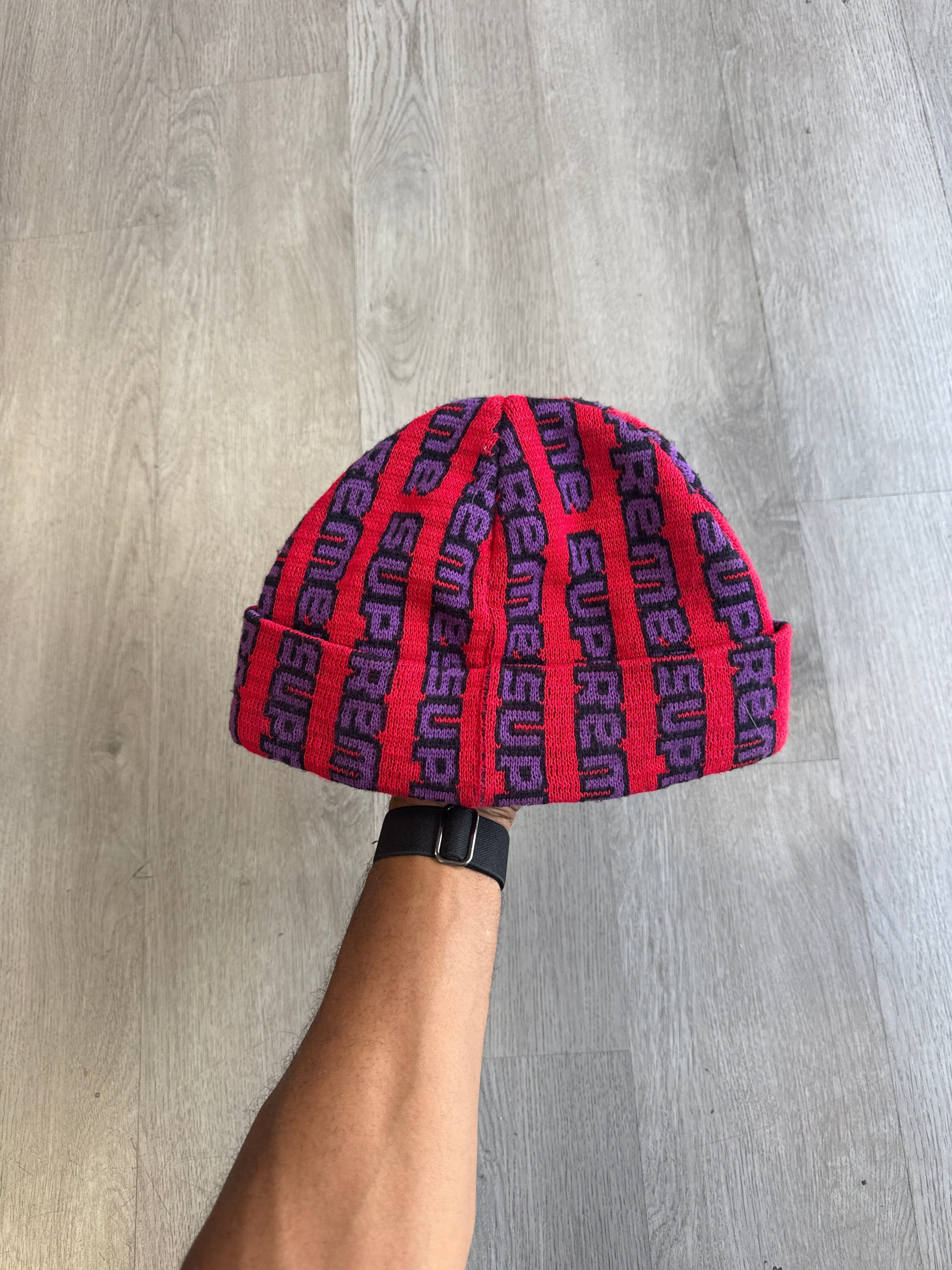 Supreme Vertical Logo Beanie Red