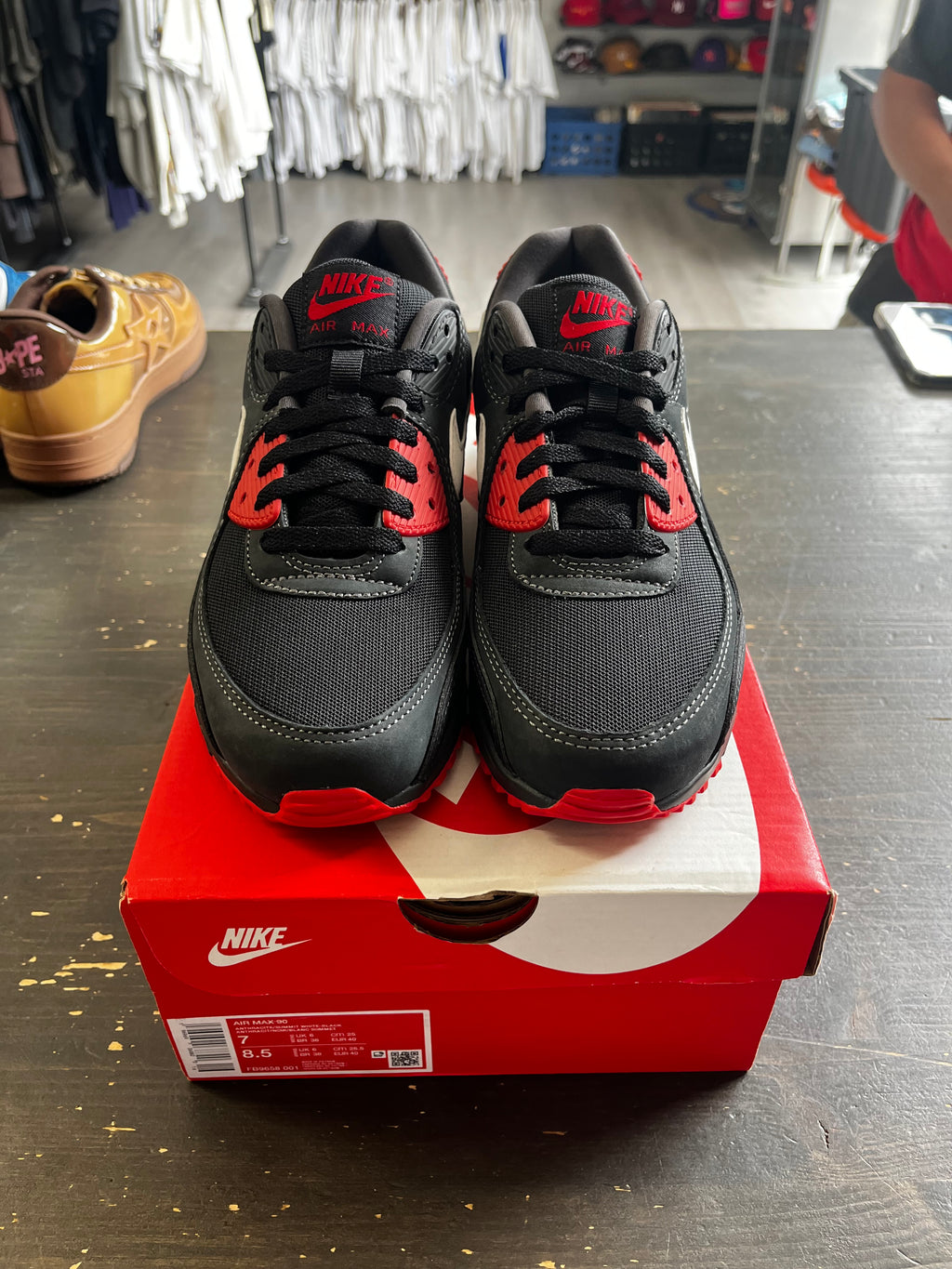 Pre-Owned Nike Air Max 90 Anthracite Mystic Red