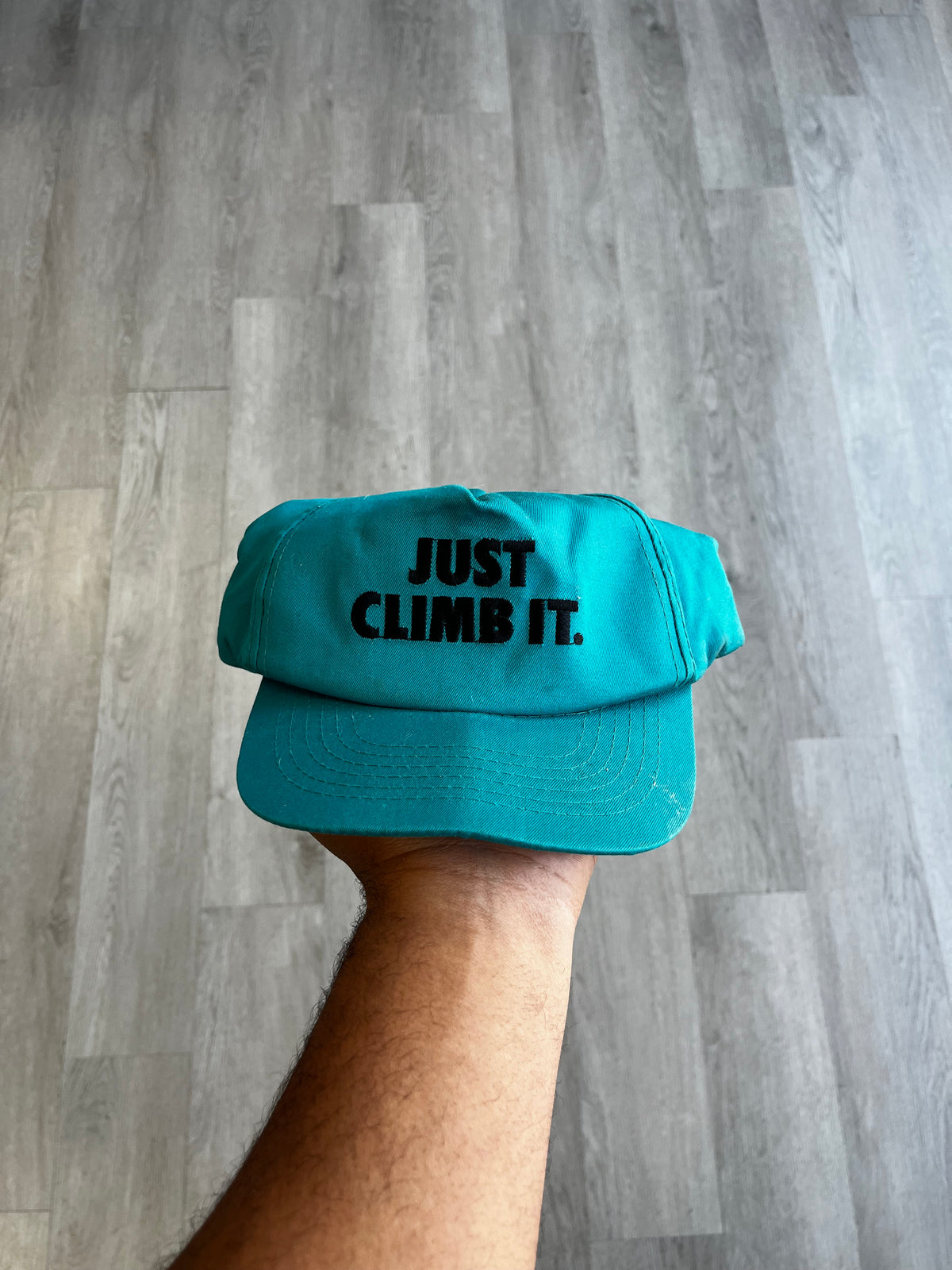 Vintage Nike Just Climb It Teal SnapBack Hat