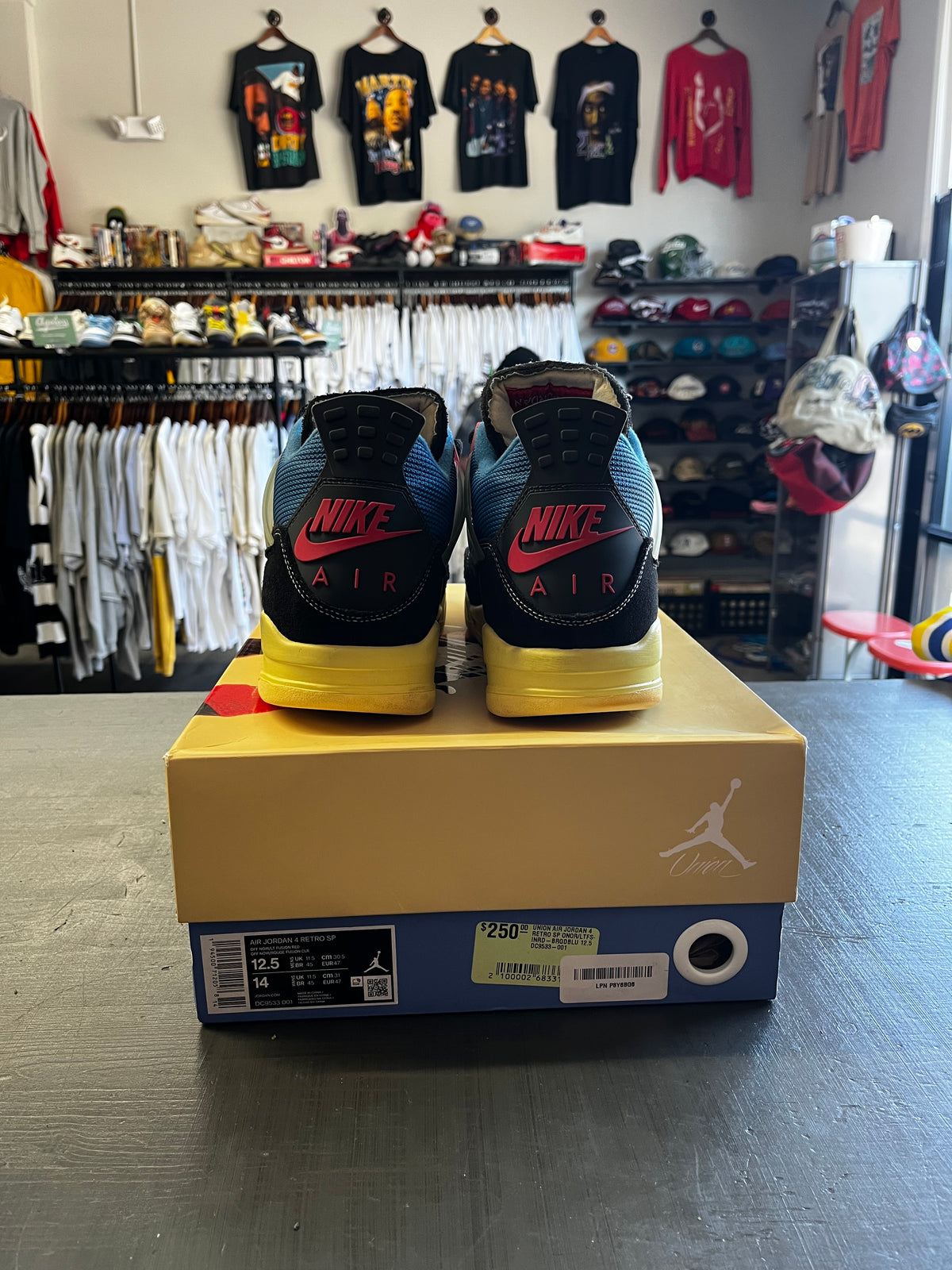 Pre Owned Nike Air Jordan 4 Retro x Union LA 'Off Noir Sneakers