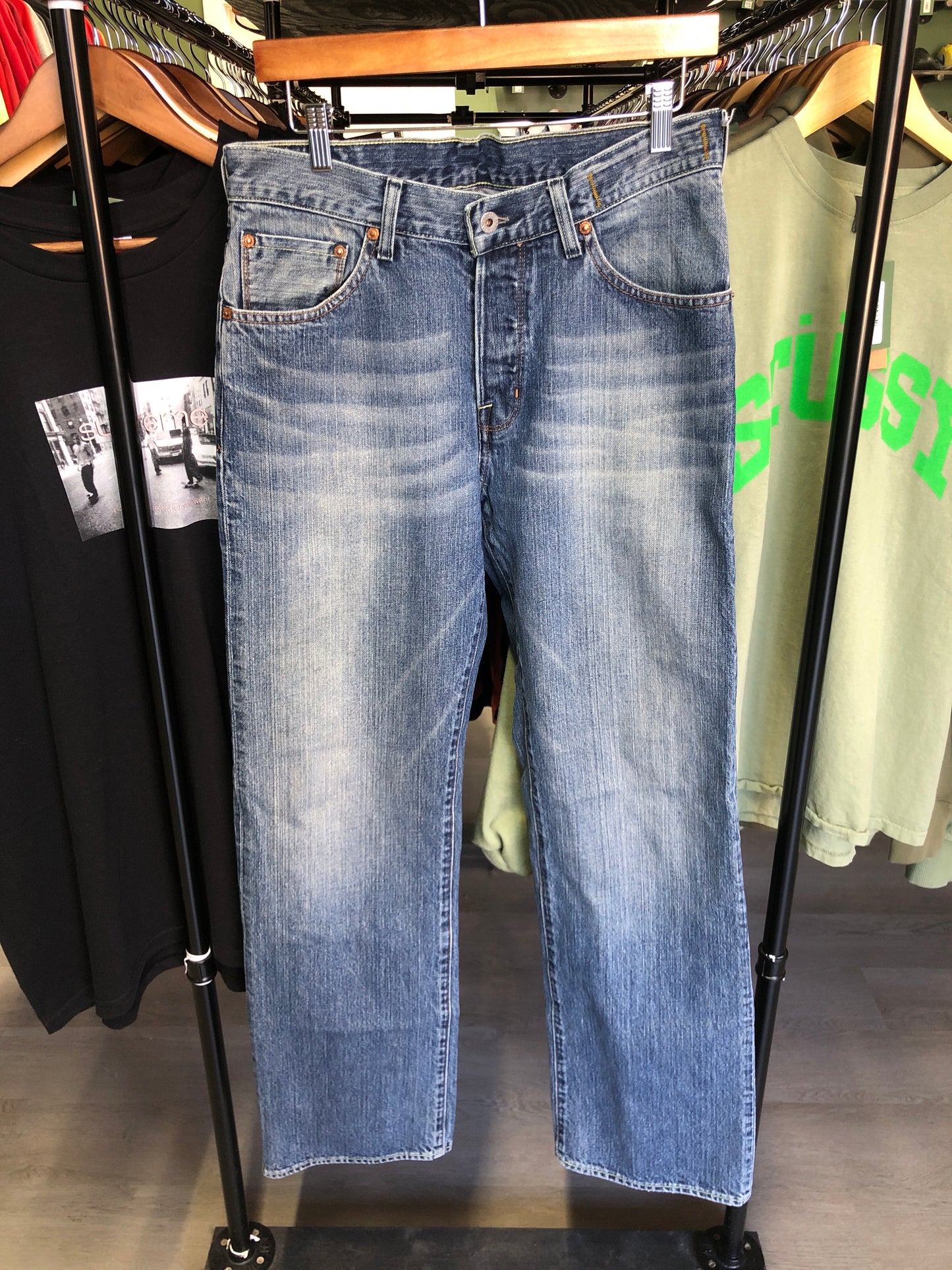 Y2K Guess Green Stitch Jeans