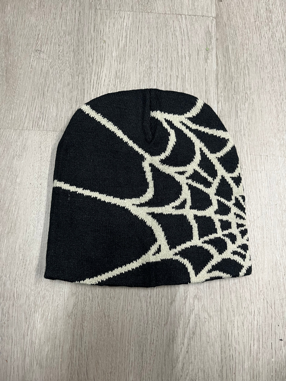 Black w/ Grey Y2K Style Spider Web Beanie