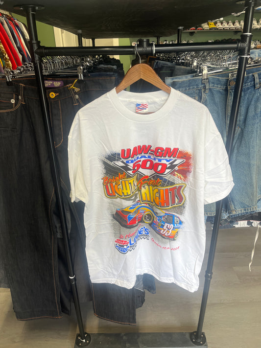 (AO) UAW-GM Quality 500 Brights Lights Fast Nights Nascar Tee