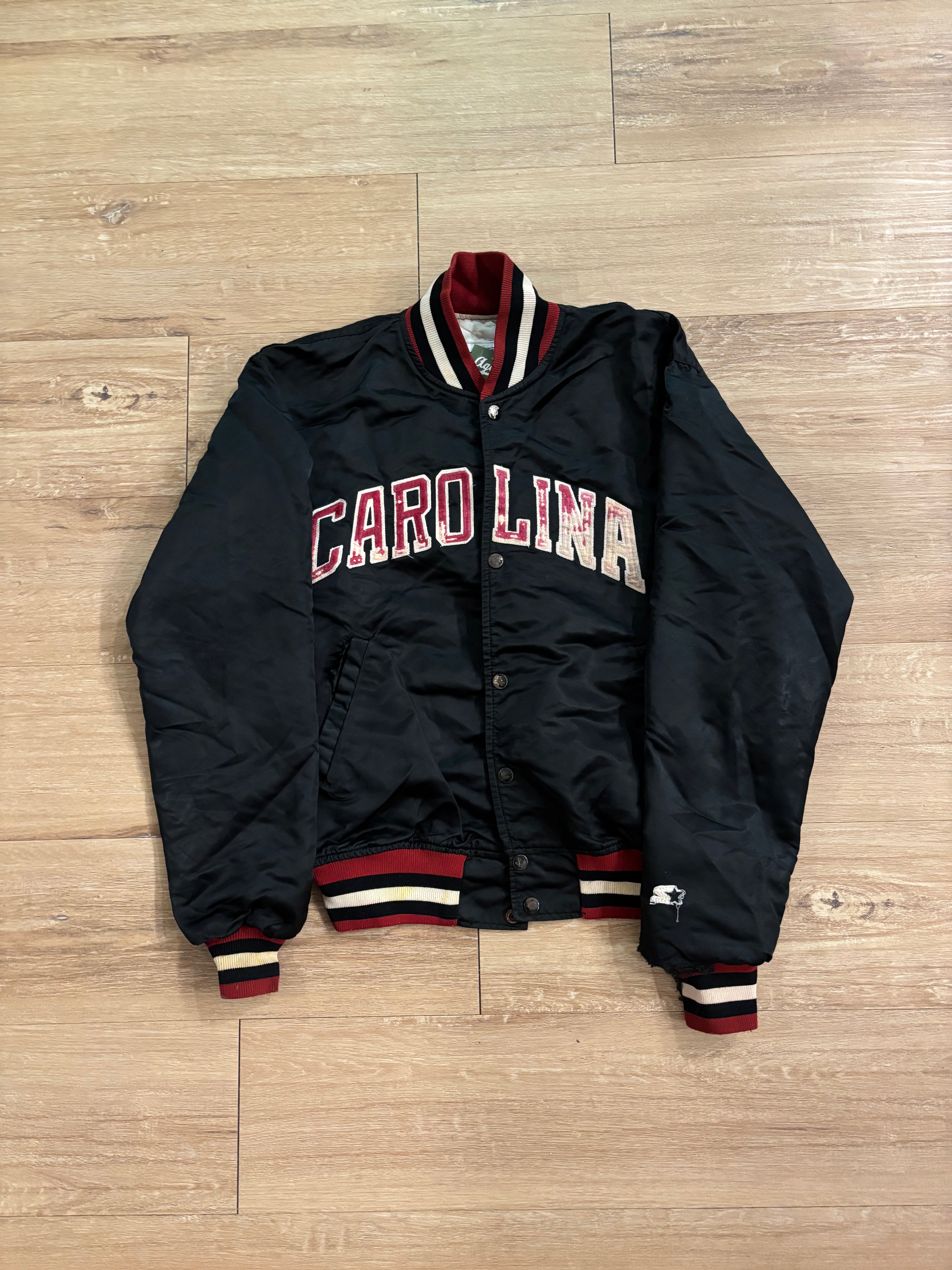 Vintage 1990s Starter South Carolina Gamecocks Black Satin Varsity Jacket