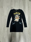 Women’s Ed Hardy Black Swallow Rose Long Sleeve Mini Dress