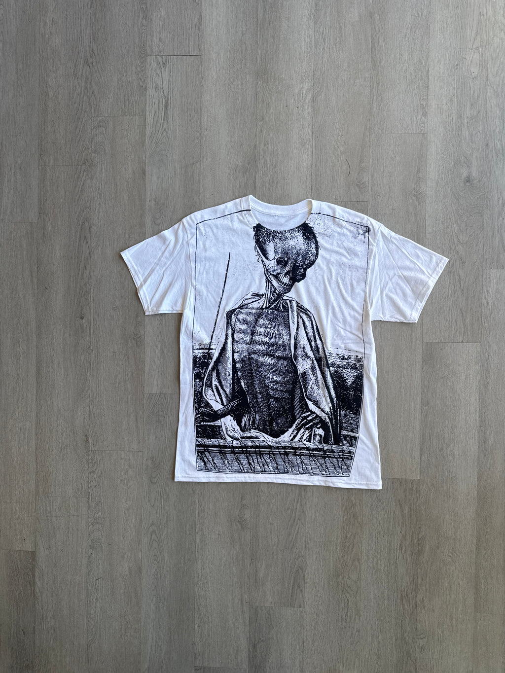Vintage Rotten Allegory of Death Uncharred Skeleton AOP Tee