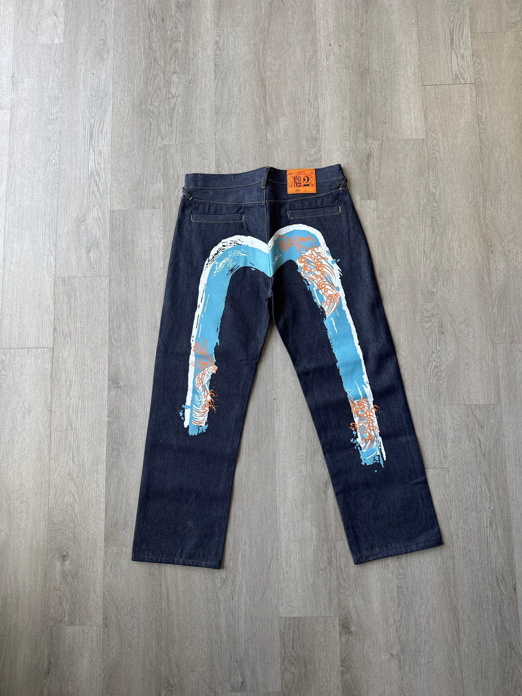 Evisu Embroidered Japanese Wave Art Salvage Denim Jeans