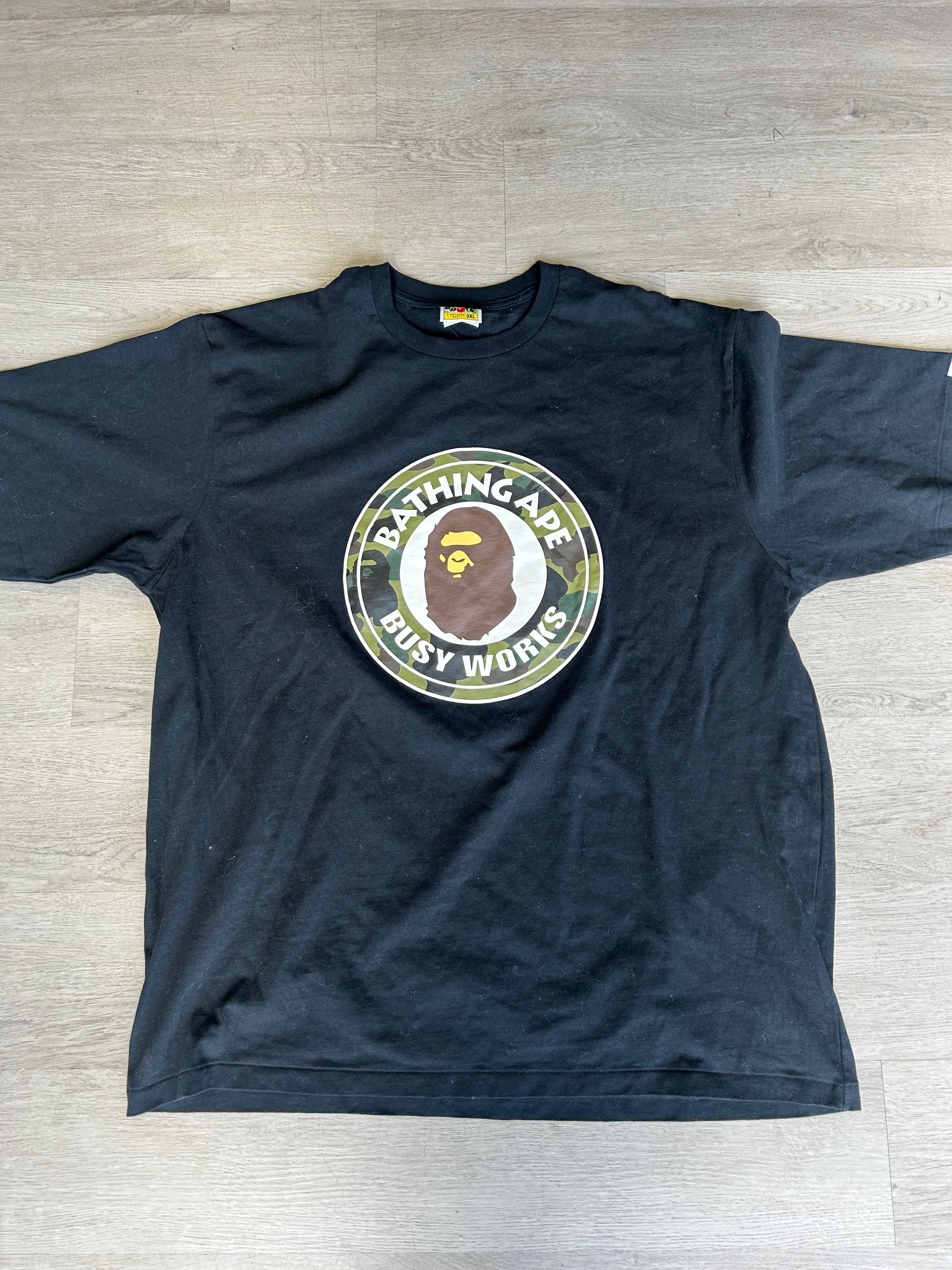 A Bathing Ape BAPE Busy Works Camo Logo Tee