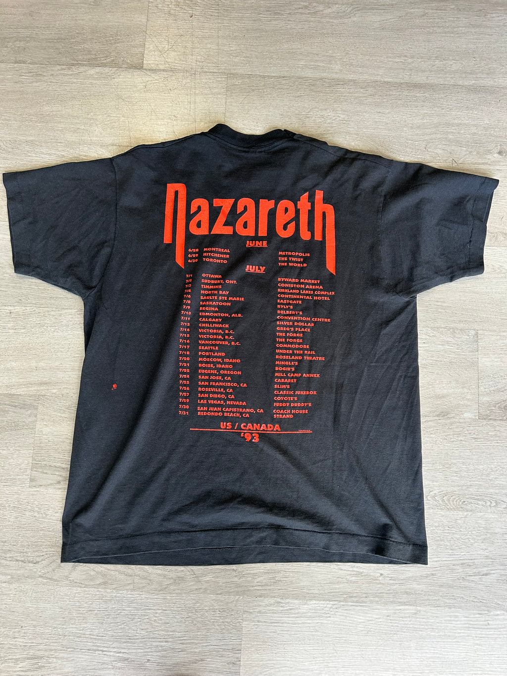 Vintage Nazareth 1993 World Tour  Band Tee
