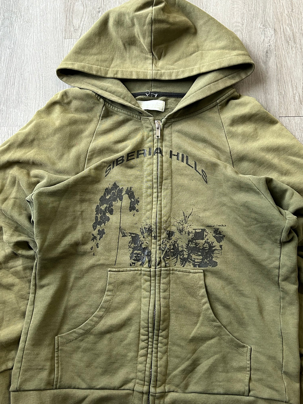 Siberia Hills Faded Olive Green Zip Up Hoodie
