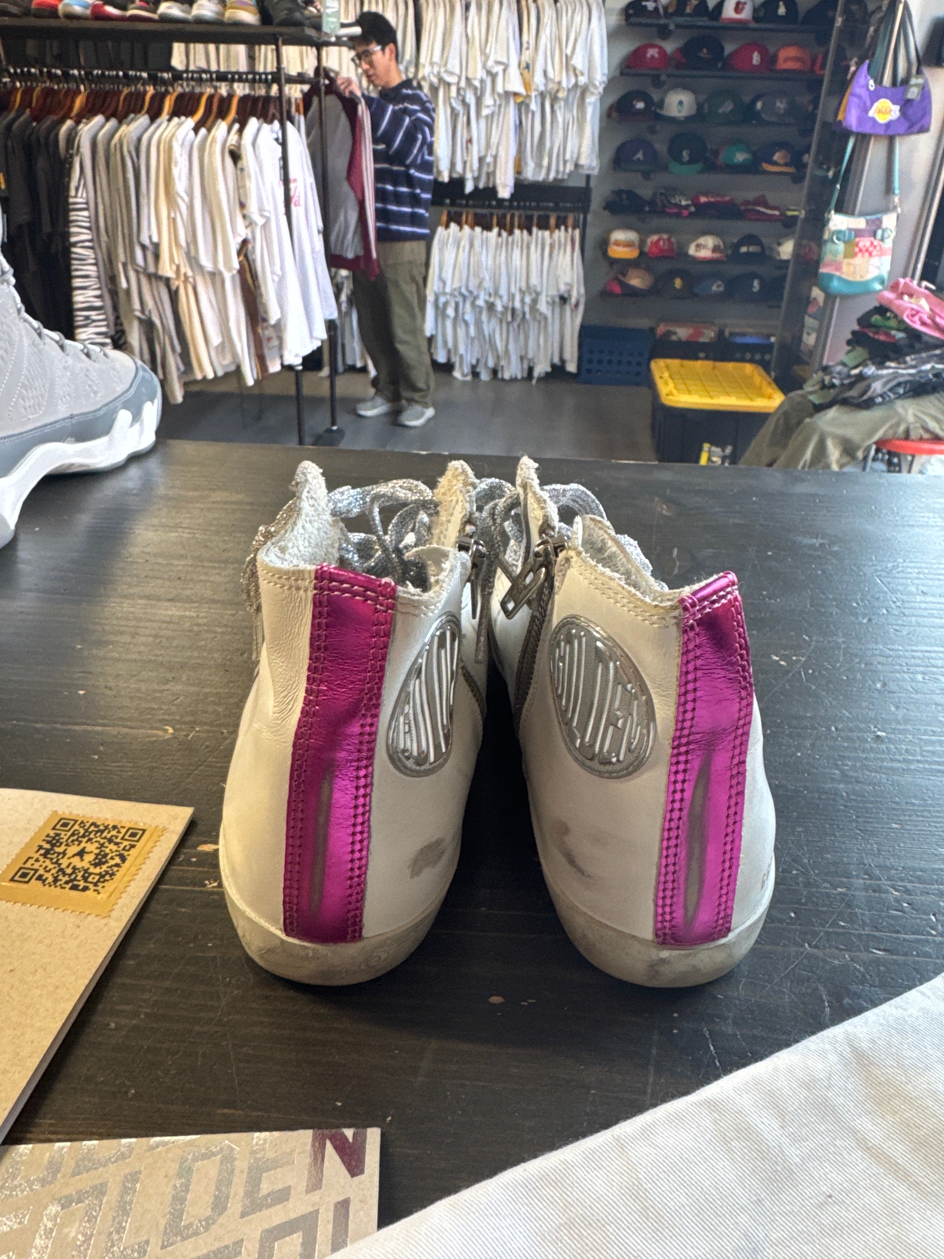 Pre-owned Golden Goose Francy High Top White Lavander Fuxia