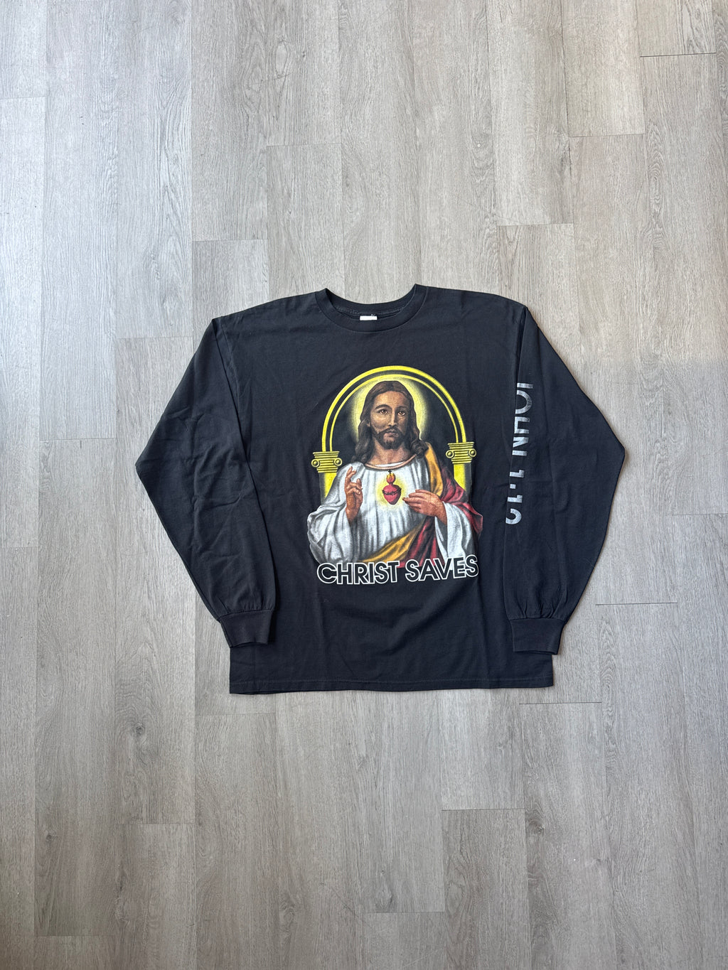 Vintage 90s Christ Saves John 1:12 Long Sleeve