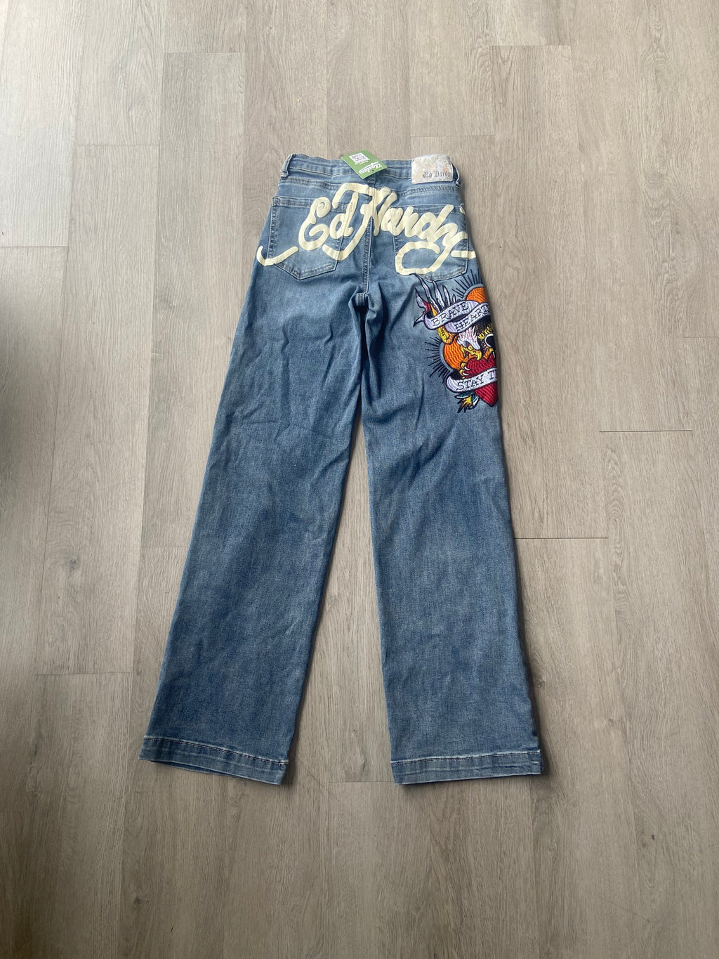 Women’s Ed Hardy ‘Brave Hearts Stay True!’ Dark Medium Wash Denim Jeans