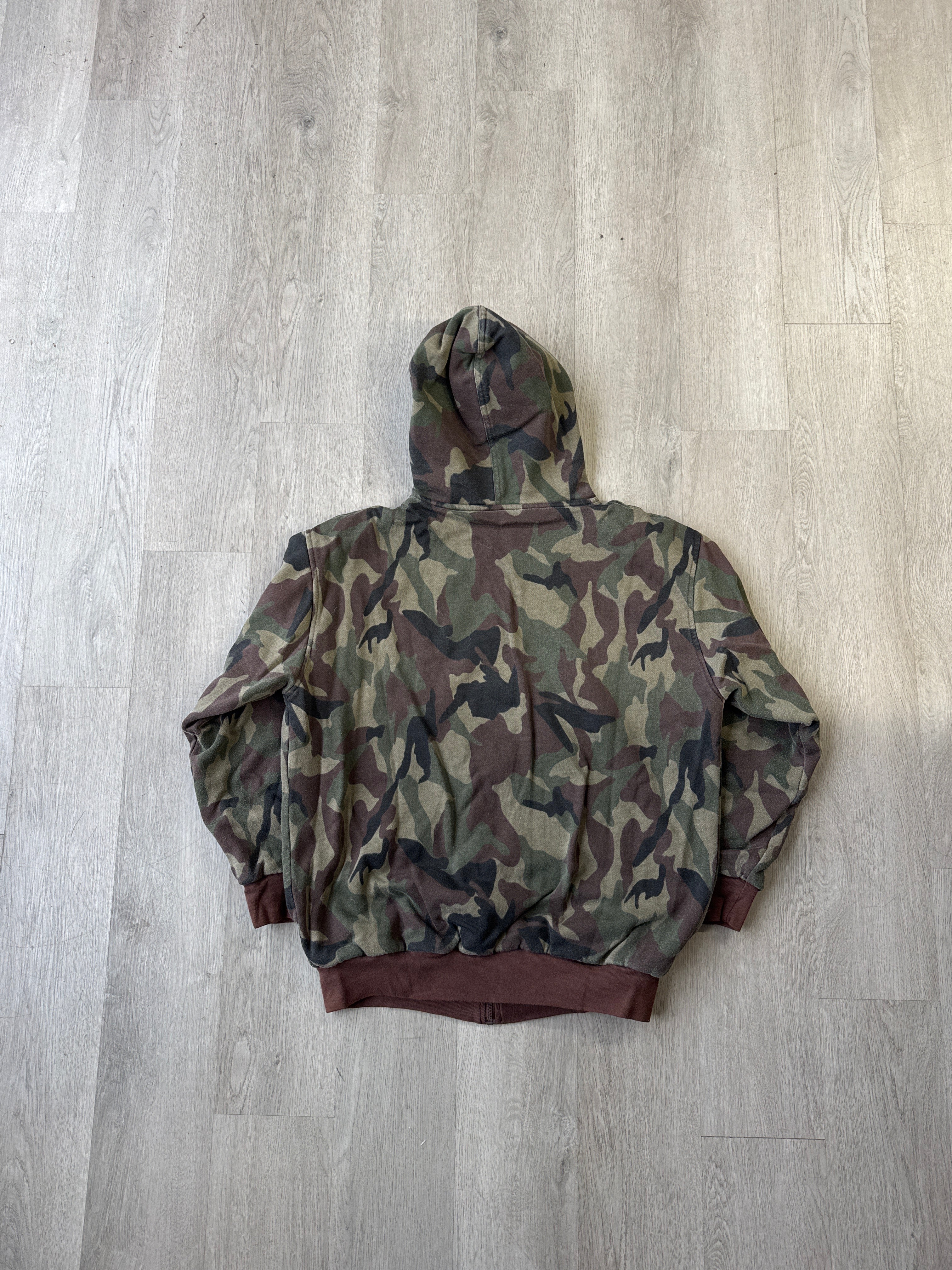 Vintage Military Camo Thermal Lined Hooded Zip Up