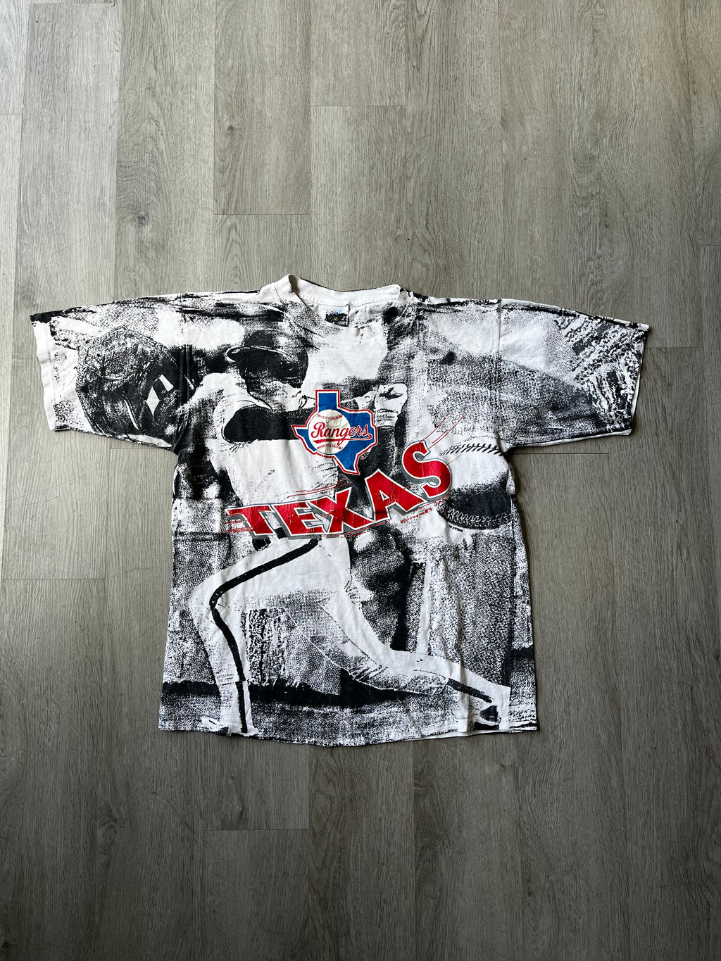 Vintage 1990s Texas Rangers All Over Print Tee