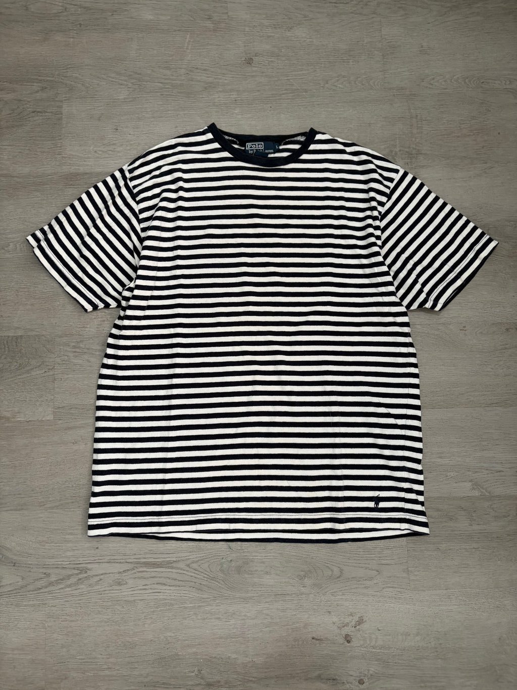Vintage Polo Ralph Lauren Wire Striped Navy Tee