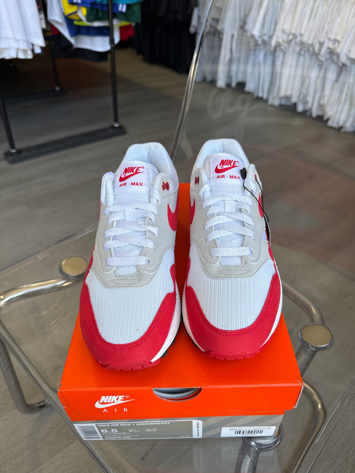 Pre-owned Nike Air Max 1 Anniversary Red (2017/2018 Restock Pair)