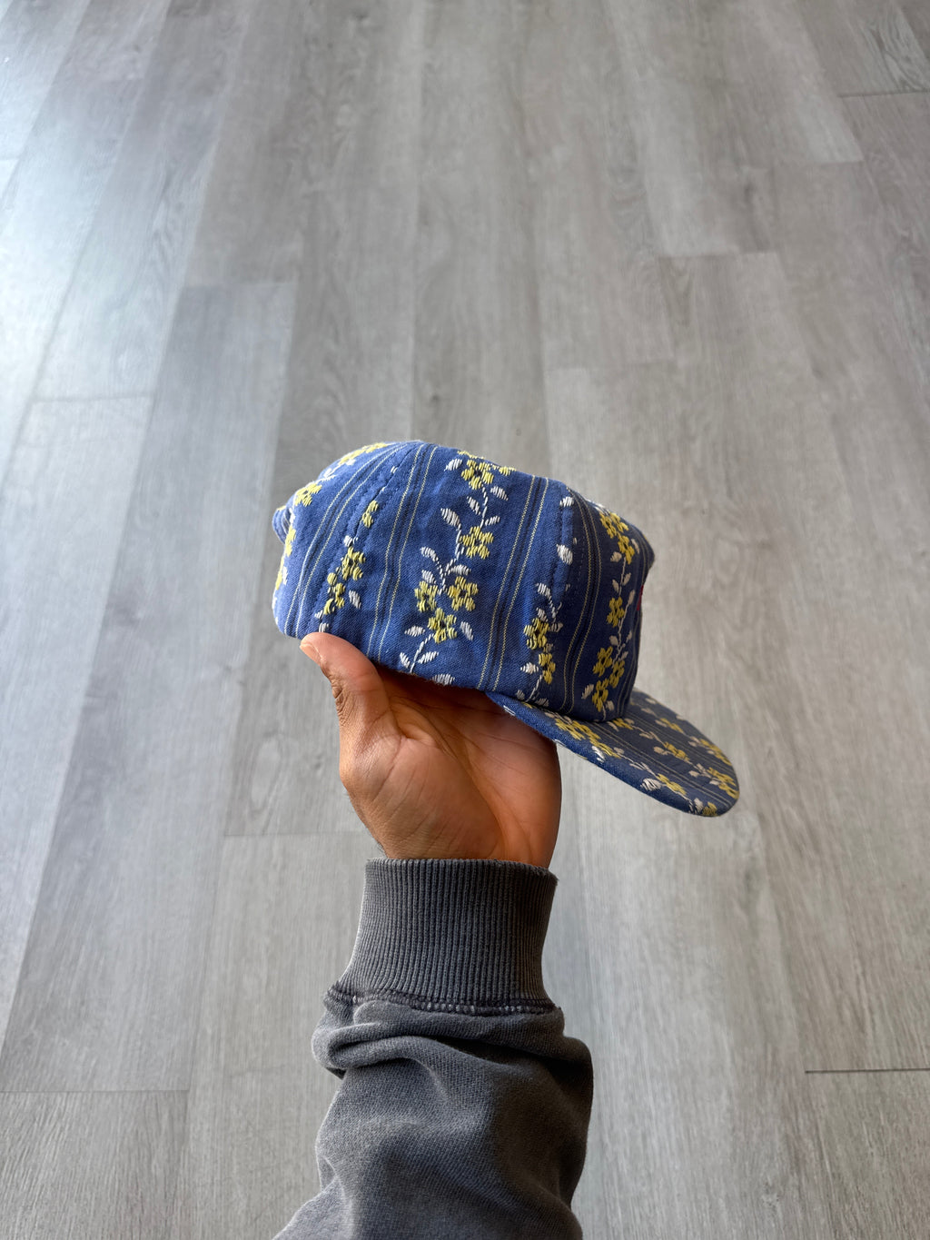 Supreme Flower Jacquard 5-Panel Blue Snapback Hat