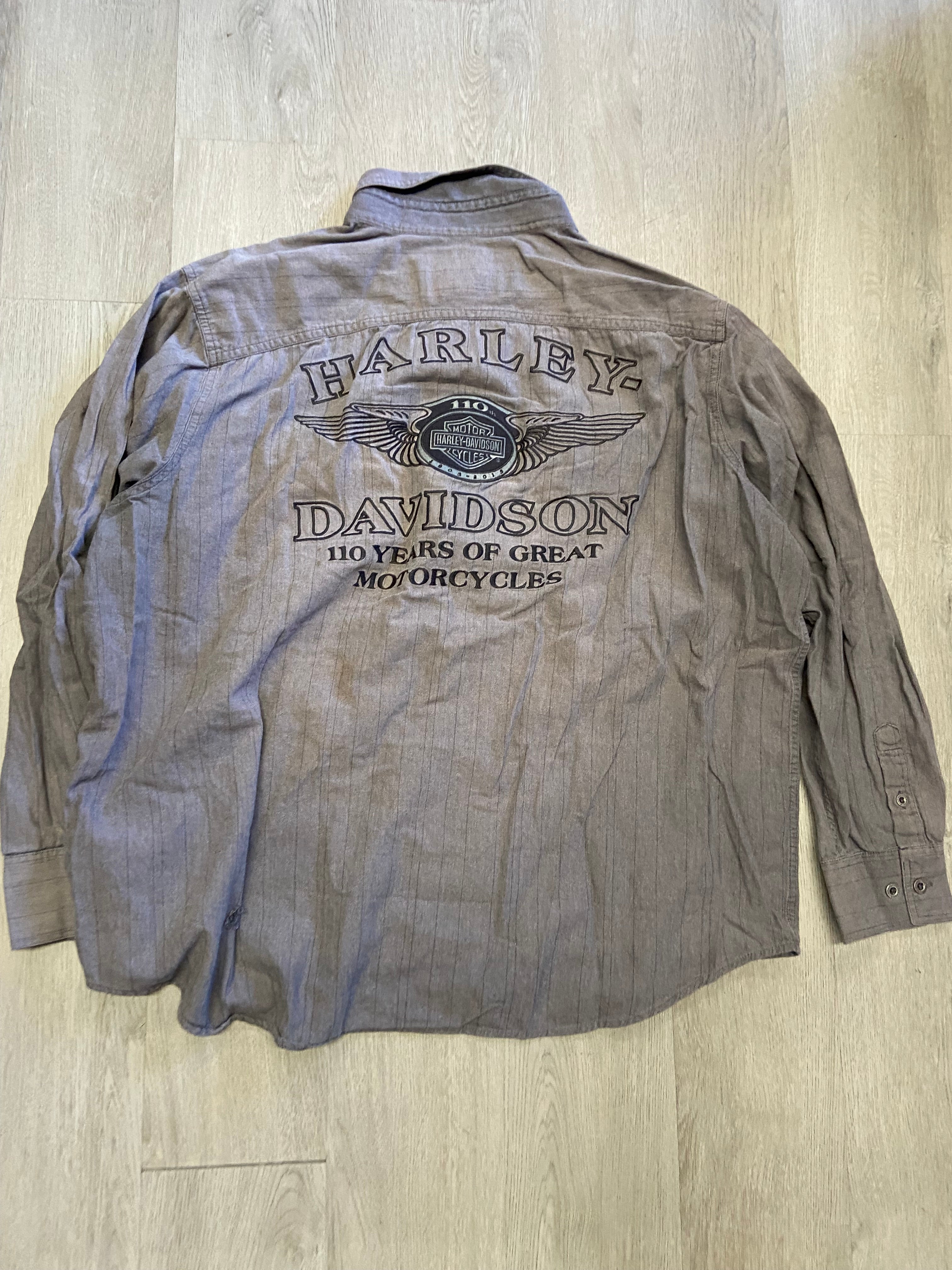 Harley Davidson Grey 110 Years of Great Motorcycles Shirt