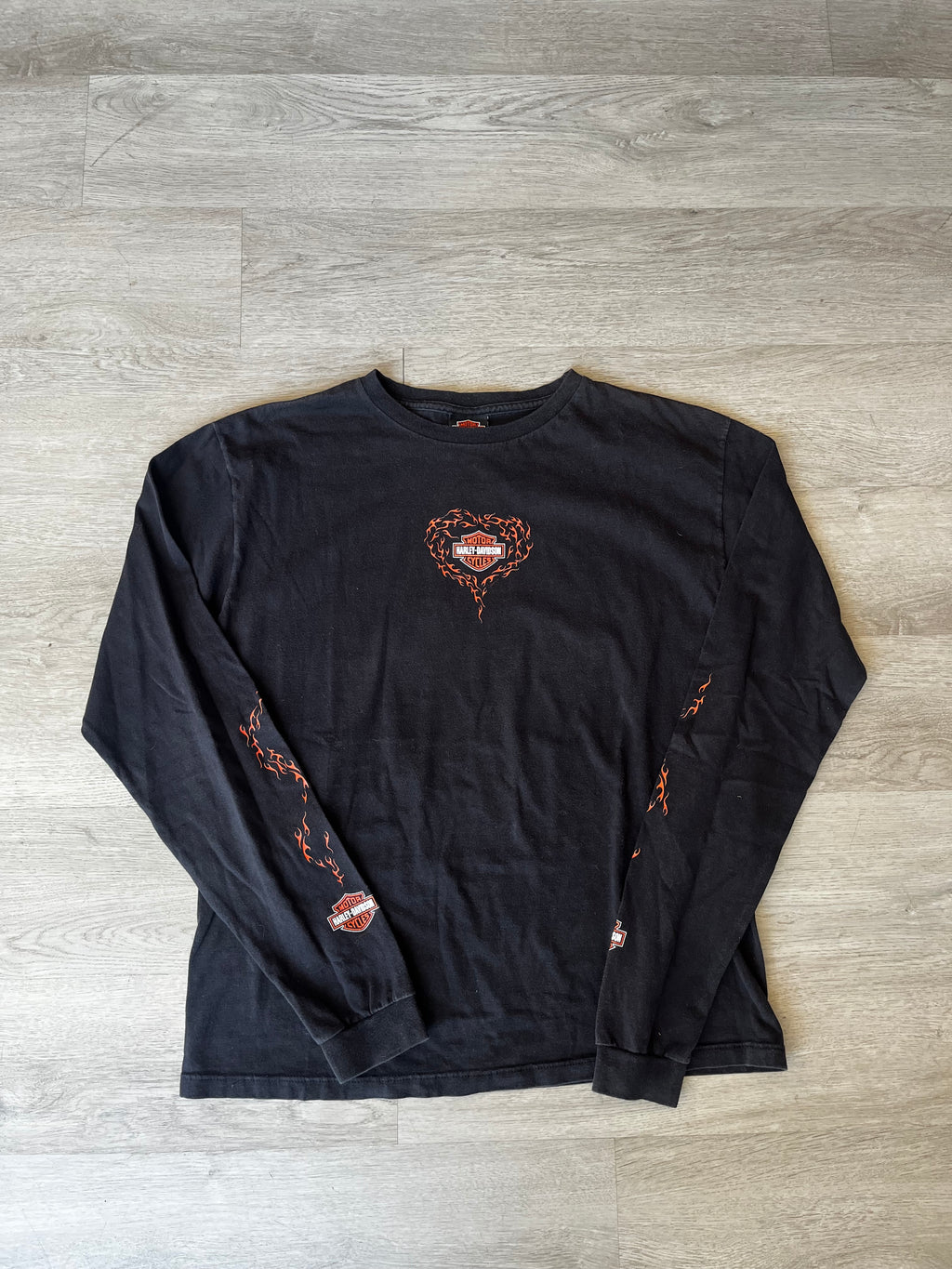 Vintage Harley Davidson Flame Heart Longsleeve