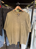Vintage No Fear Green Embroidered Logo Quarter Button Up Tee