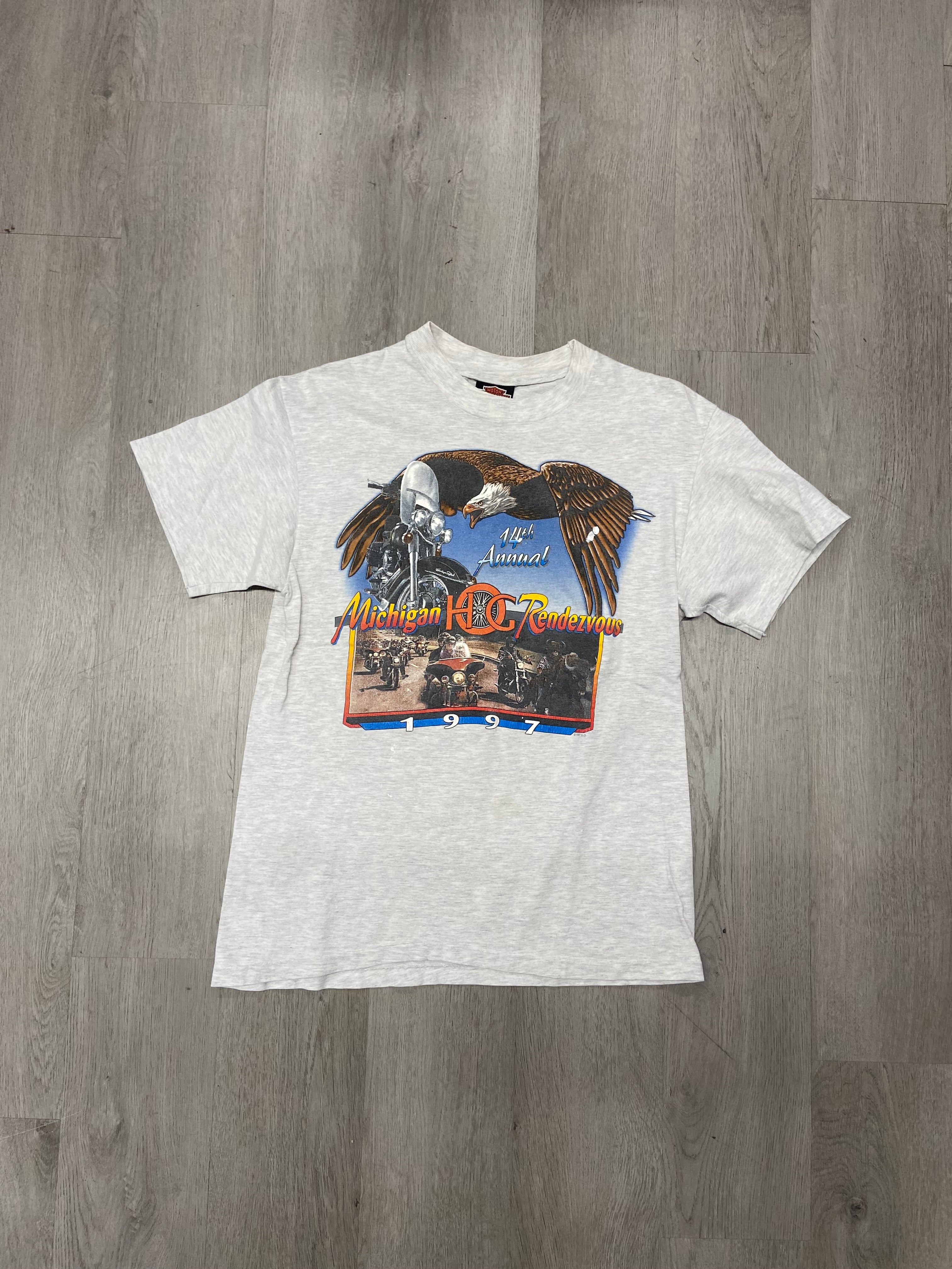 Vintage 1997 Harley Davidson Michigan Rendezvous Eagle Tee