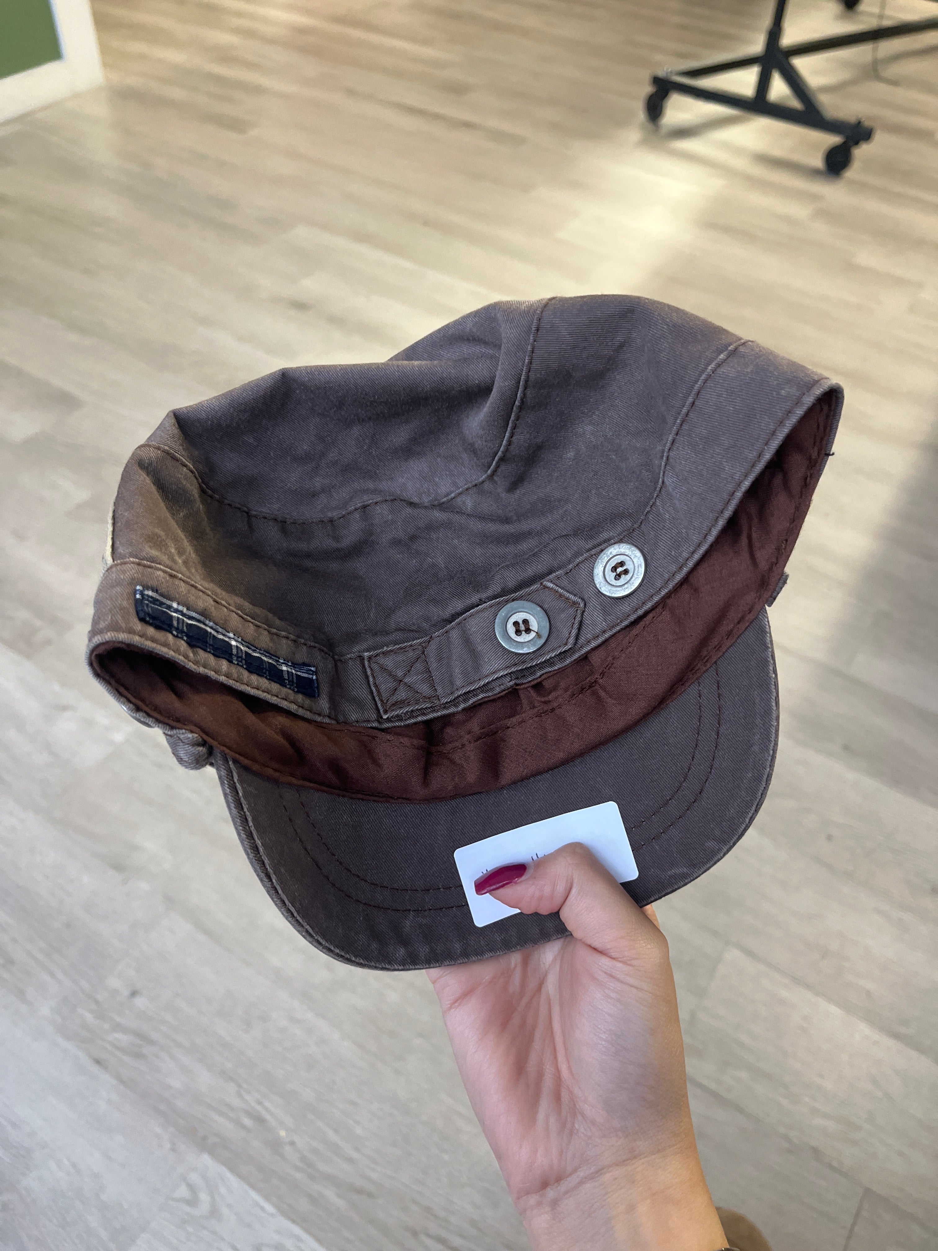Y2K Brown Distressed with Patchwork Details Hat