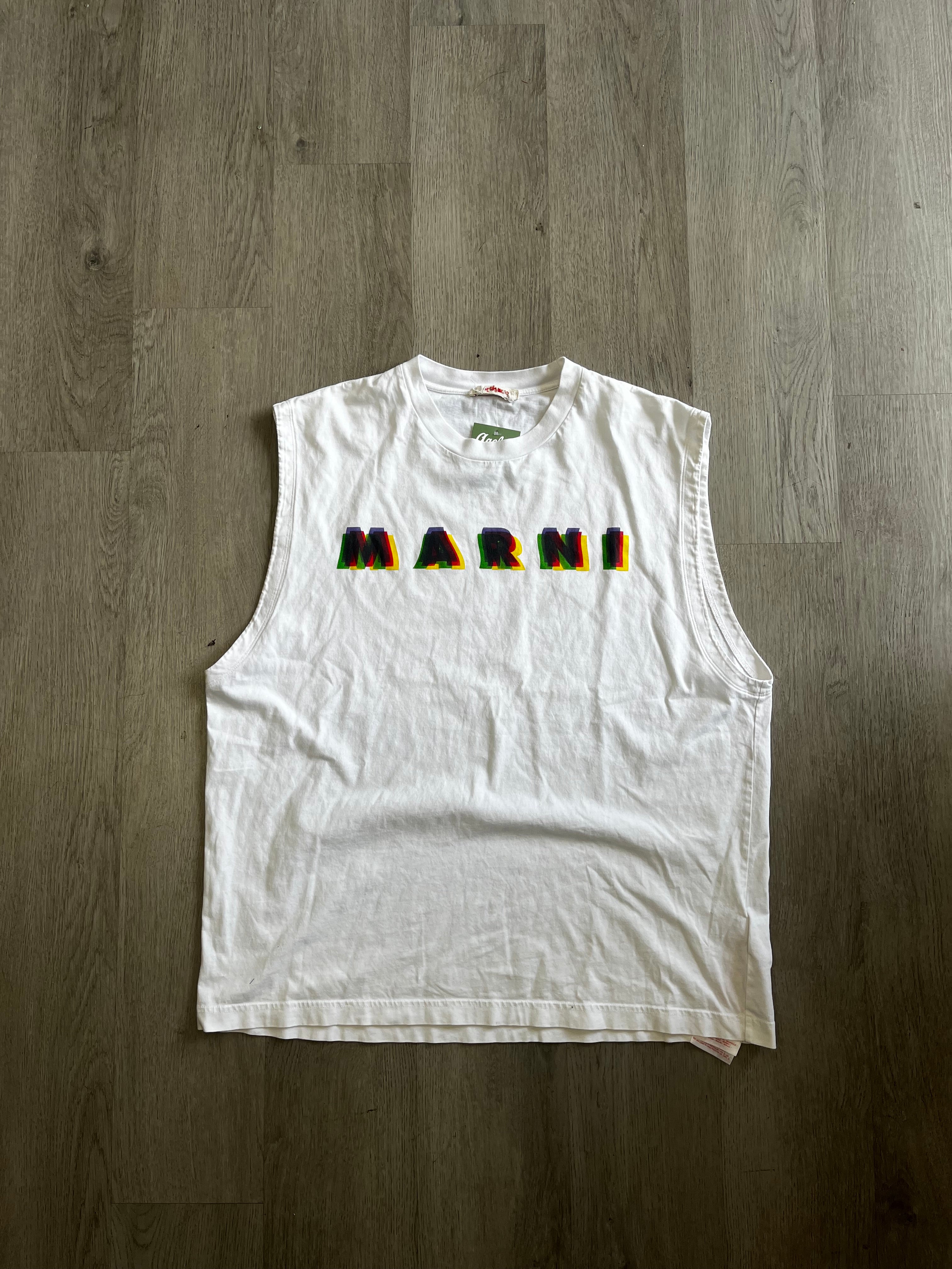 Marni White Printed Tank Top