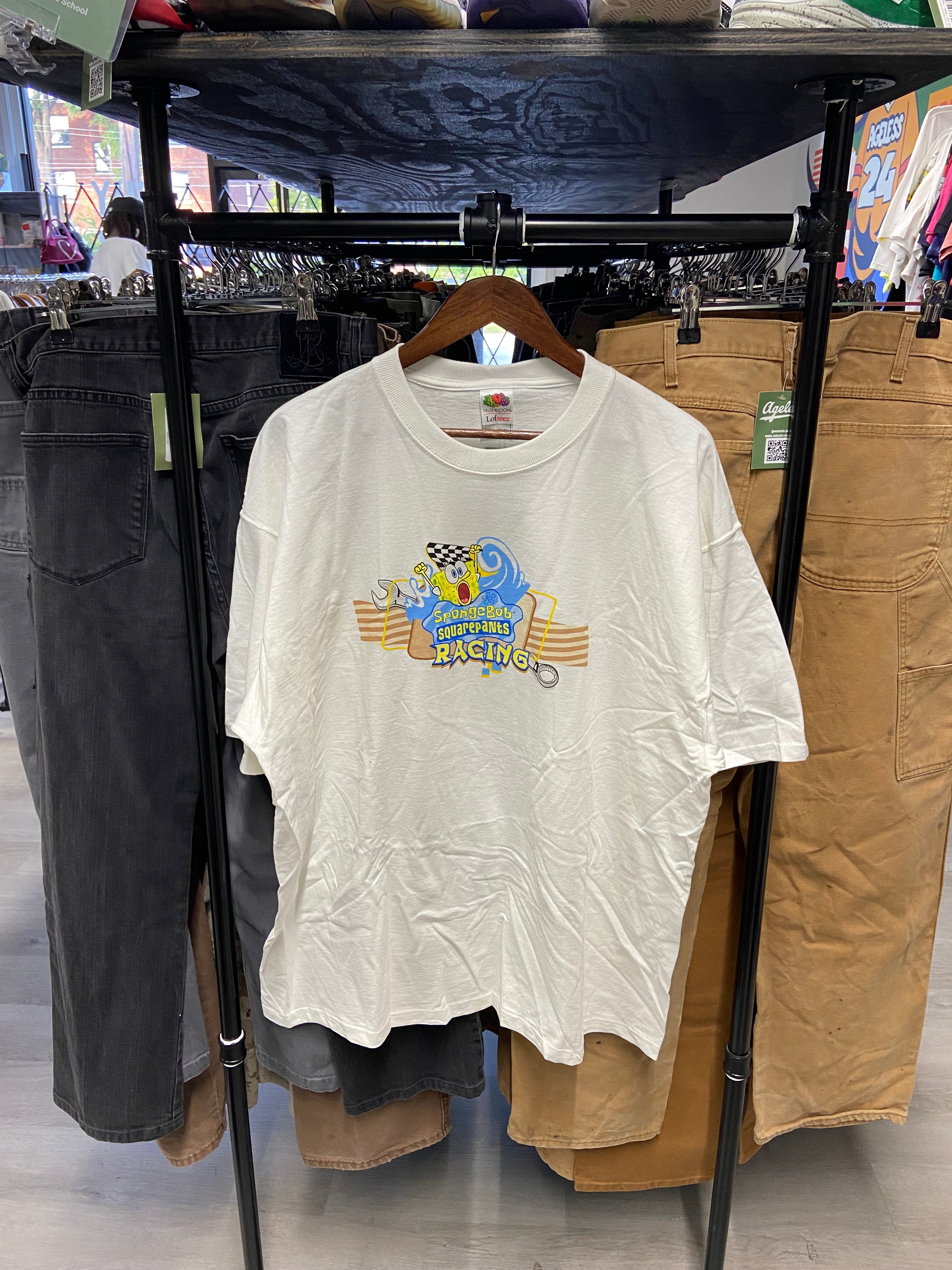 Vintage White SpongeBob SquarePants Racing Tee