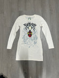 Women’s Ed Hardy Ivory Cross Heart Long Sleeve Mini Dress